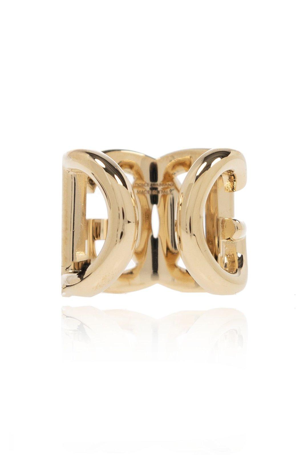 Shop Dolce & Gabbana Logo Plaque Engraved Ring In Oro