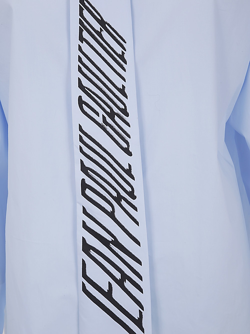 Shop Jean Paul Gaultier Cotton Popeline Shirt With Printed Tie In Babyblue Black