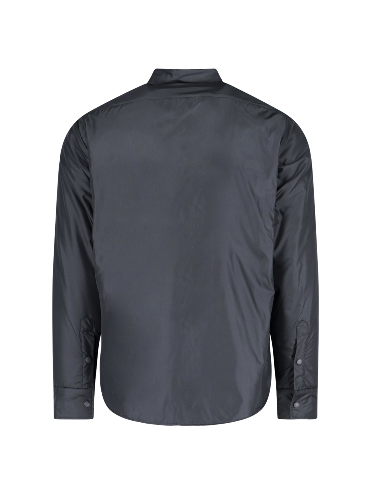 Aspesi Round Hem Nylon Taffeta Water-repellent Shirt In Black