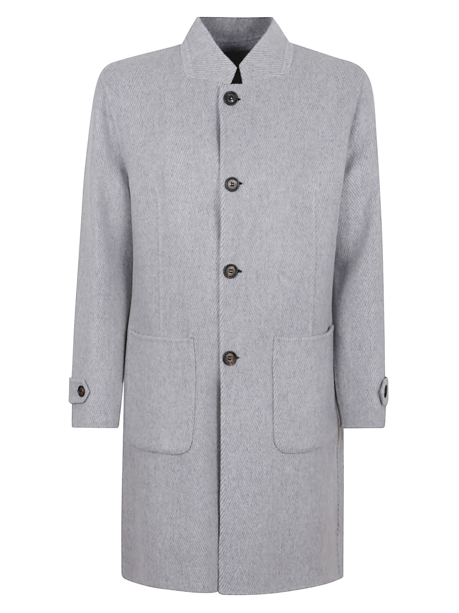 Eleventy Wool-cashmere Blend Coat With Stand Collar In Gray