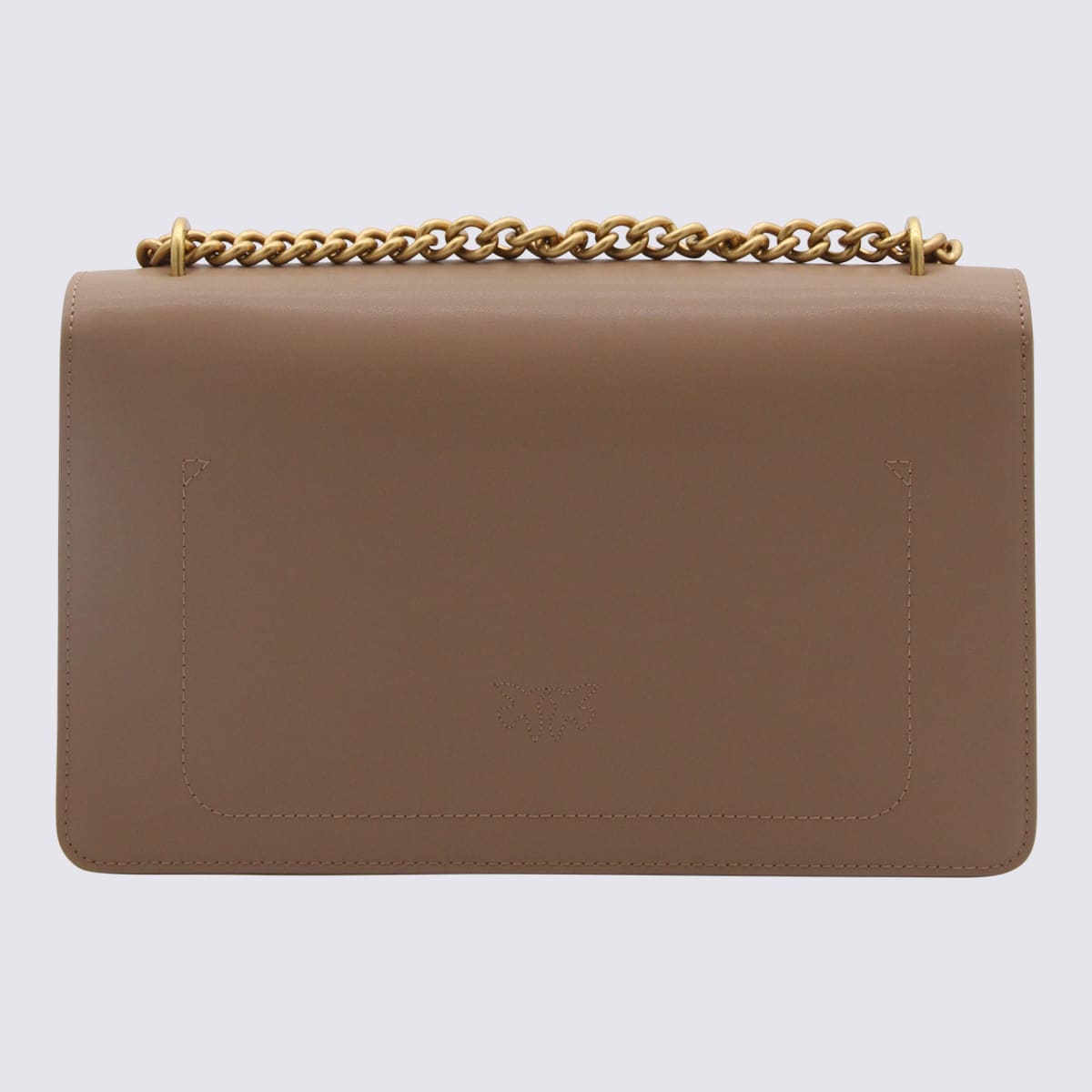 PINKO BEIGE LEATHER LOVE ONE SHOULDER BAG 