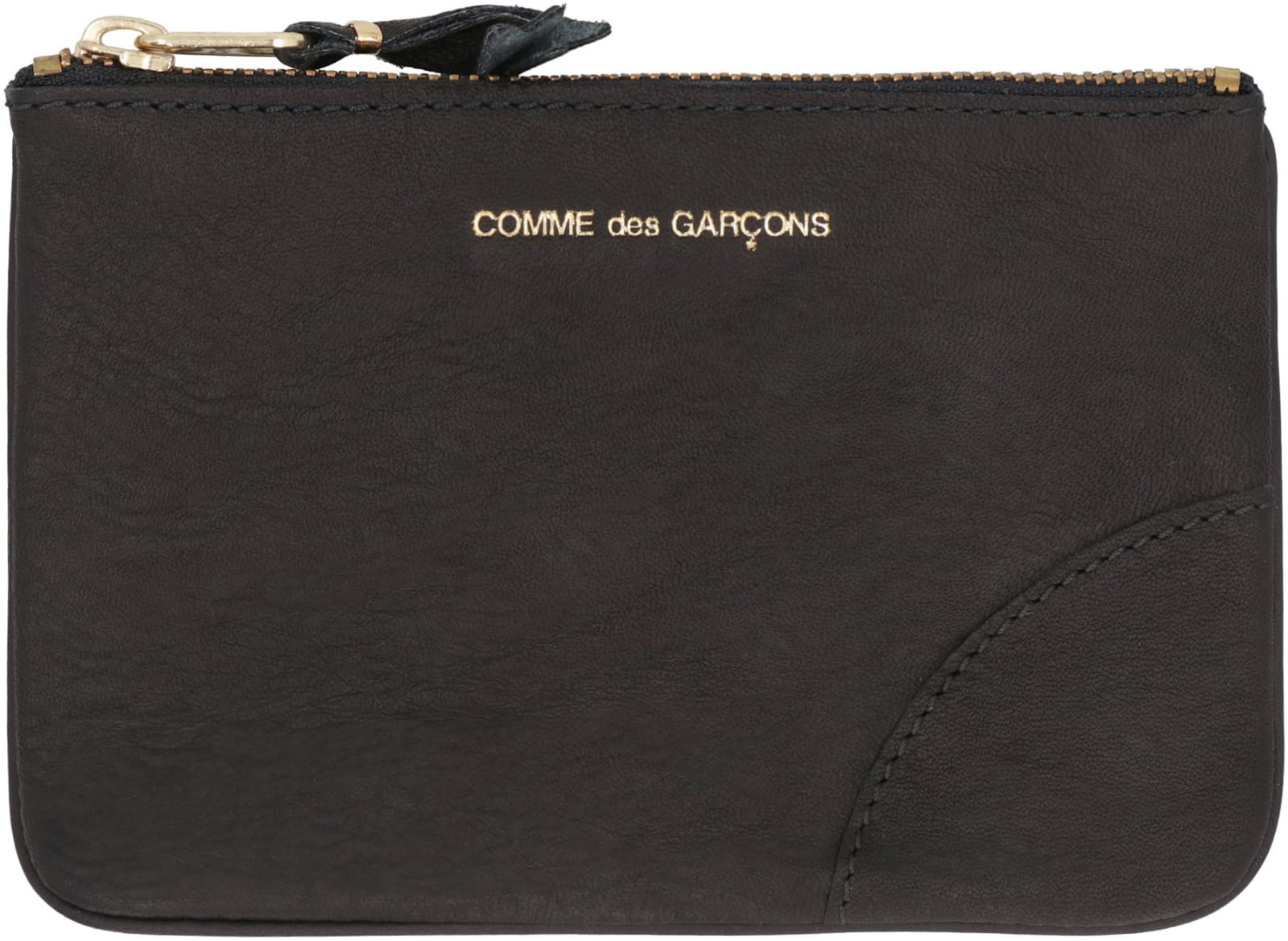 Shop Comme Des Garçons Small Leather Flat Pouch In Black
