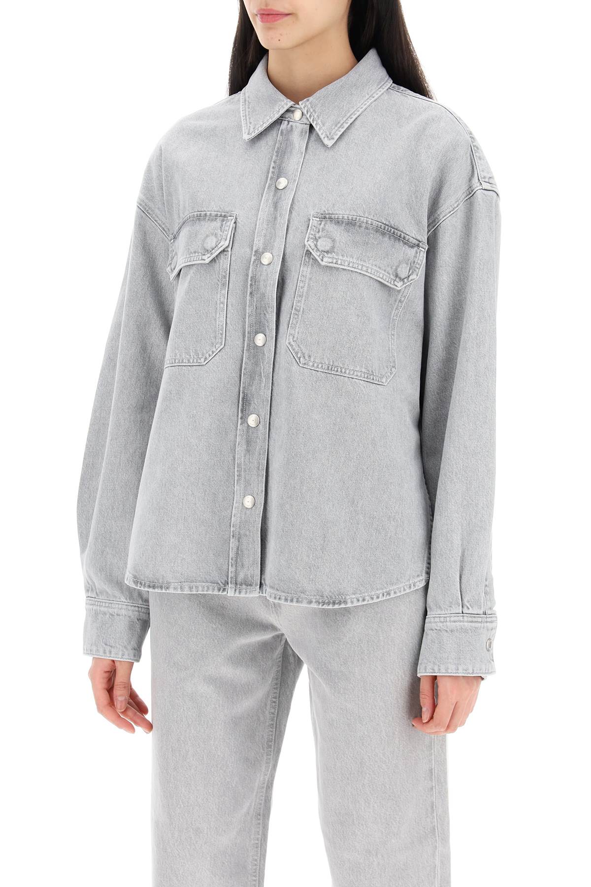 Shop Agolde Gwen Denim Shirt For Women In Rain (grey)