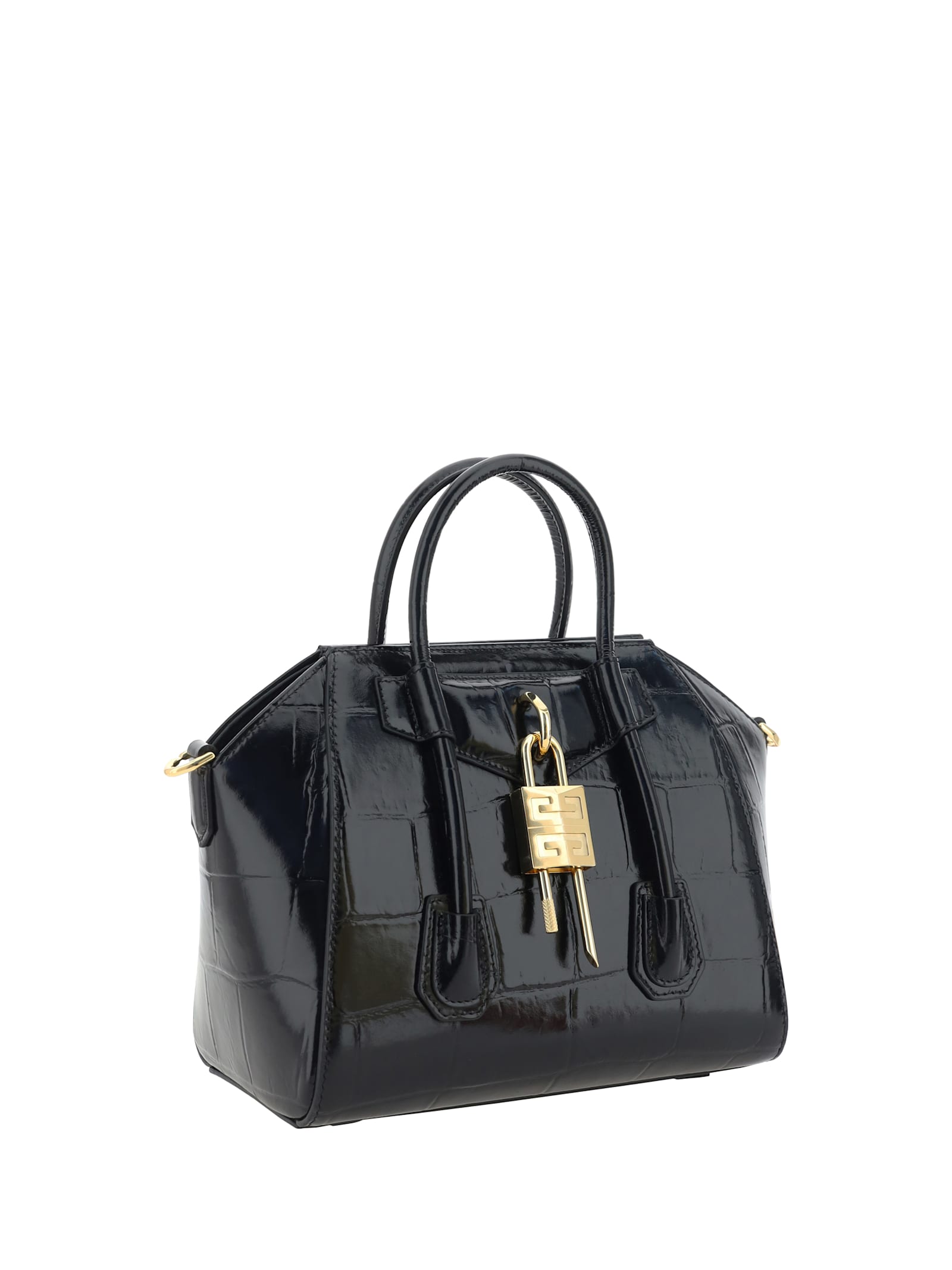 Shop Givenchy Antigona Lock Mini Handbag In Black