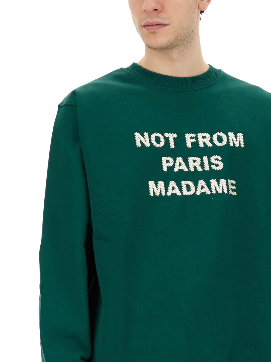 Shop Drôle De Monsieur Cotton Sweatshirt In Green