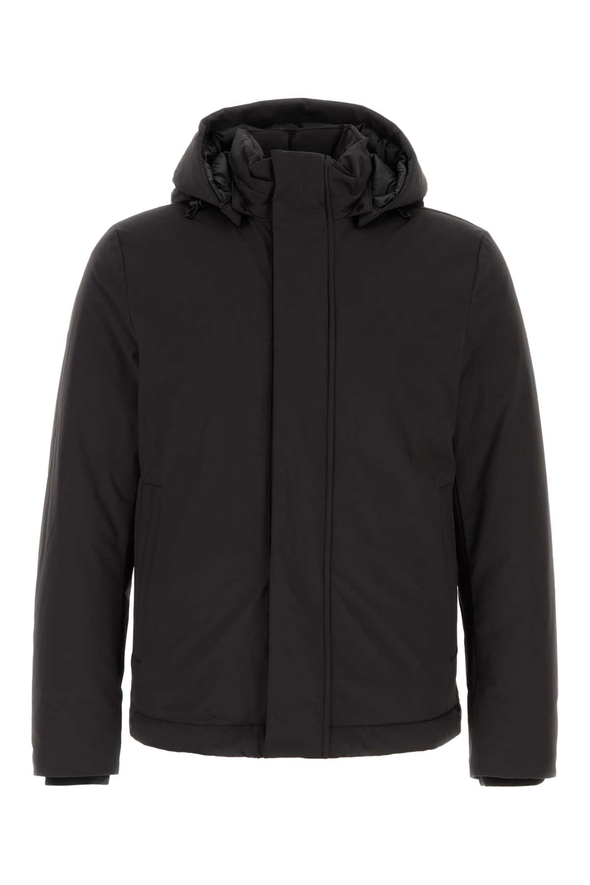 Woolrich Black Stretch Nylon Down Jacket In Black