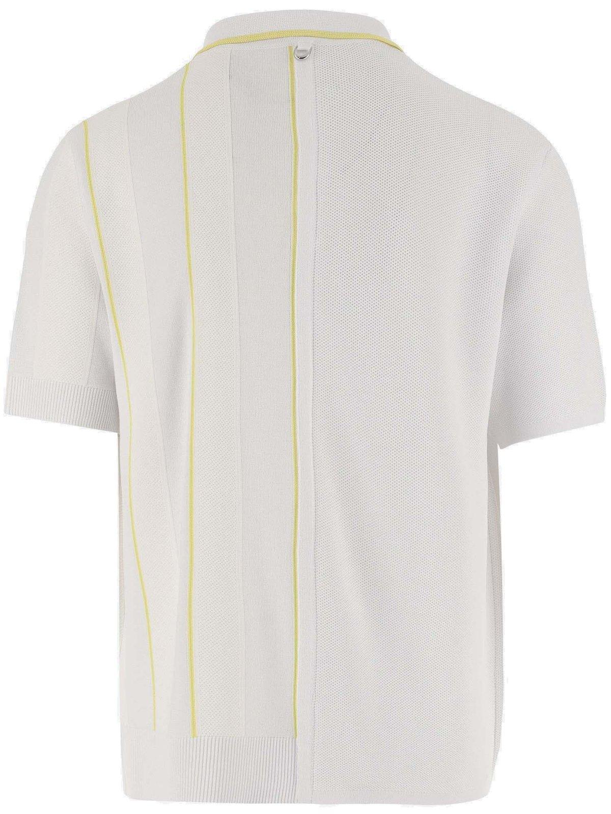 Shop Jacquemus Contrast Knitted Polo Shirt In White