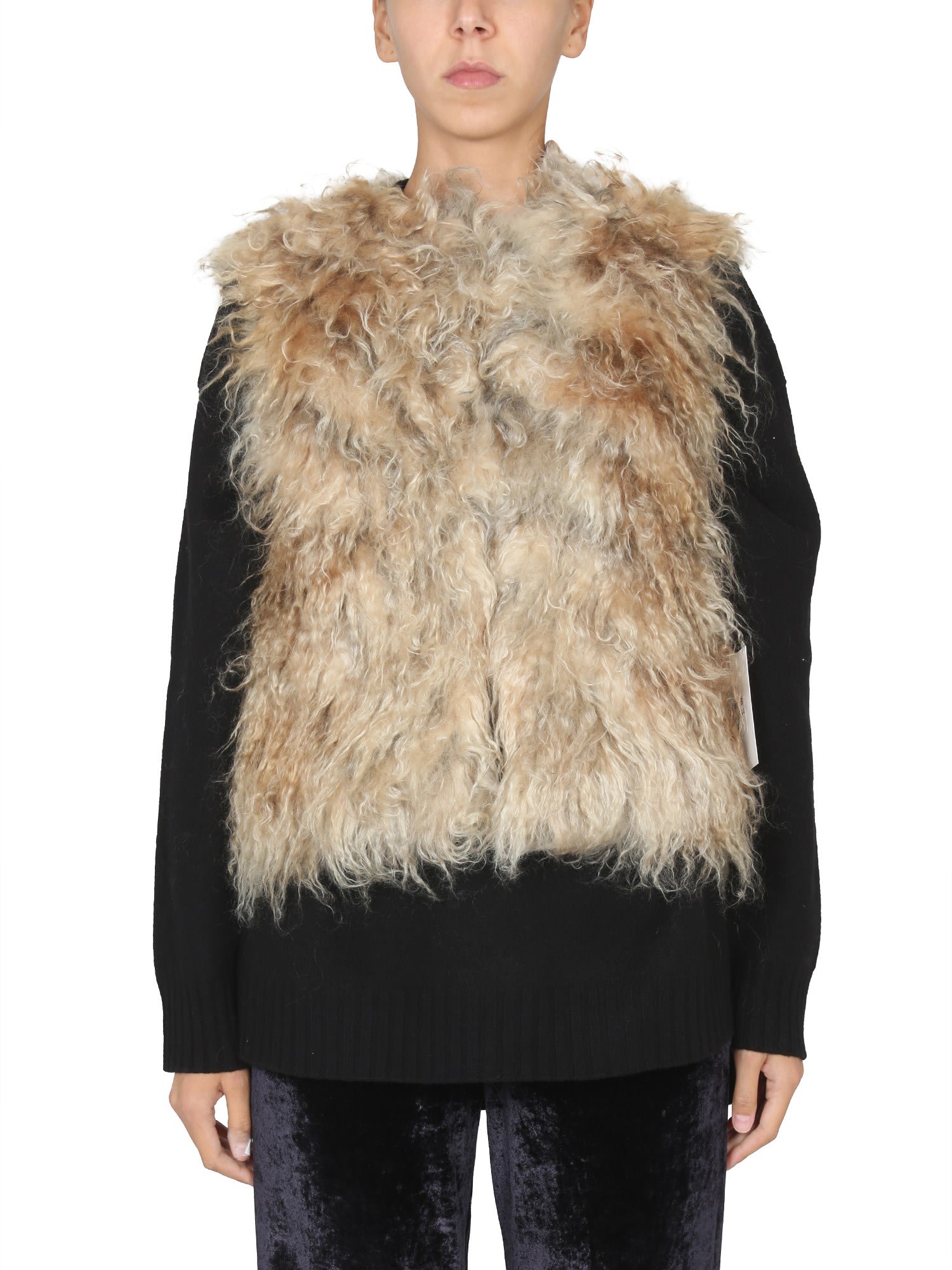 Becagli Since 1944 Mohair Fur Vest In Beige