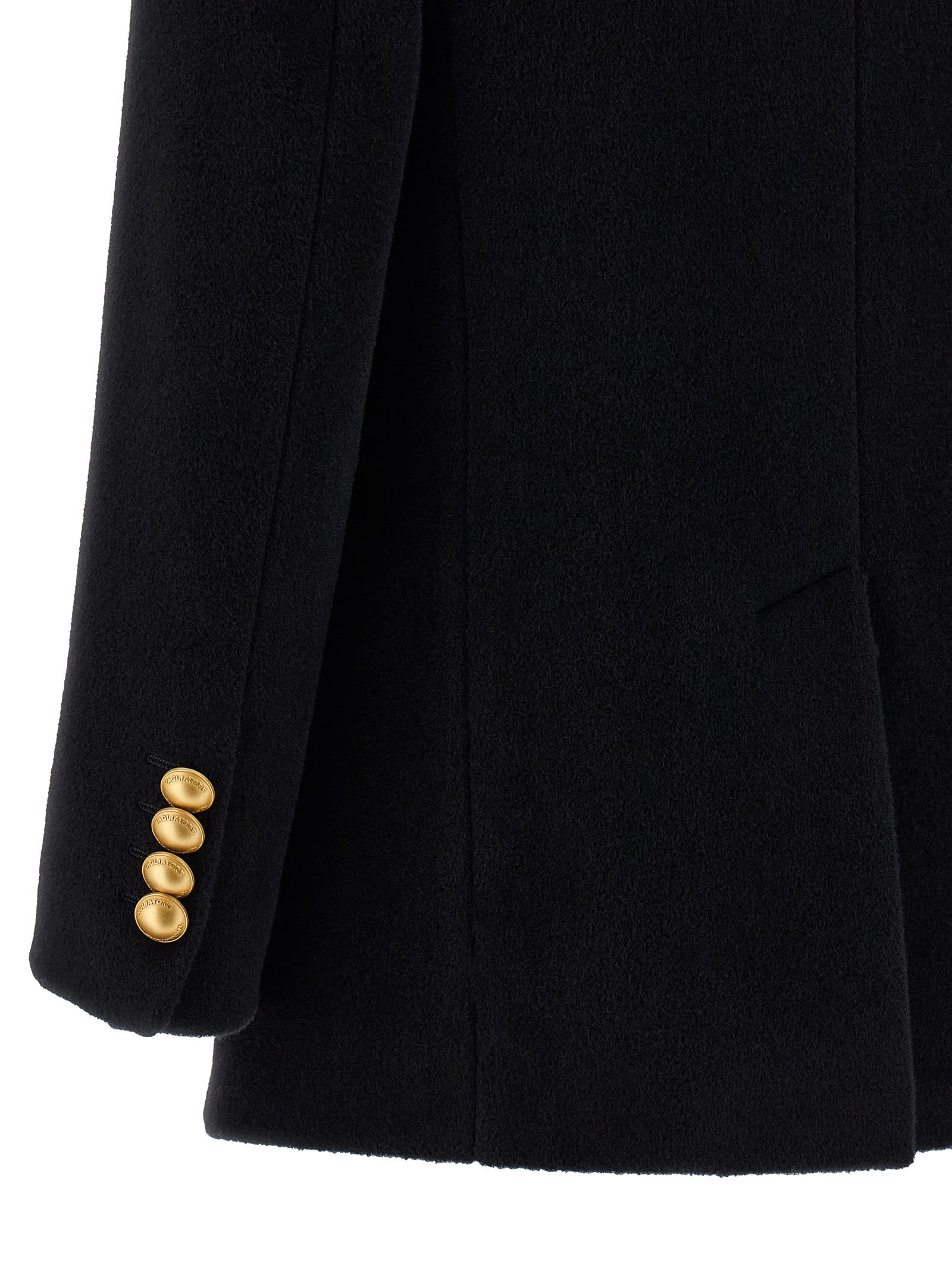 Tagliatore Double-breasted Metal-button Coat In Black