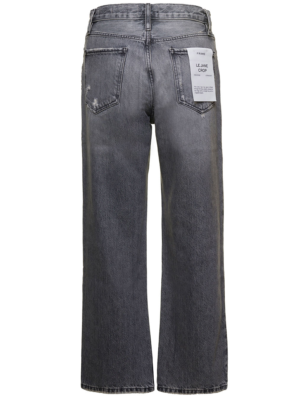 Shop Frame Le Jane Crop Grey Straight Five-pocket Jeans With Rips In Cotton Denim Woman