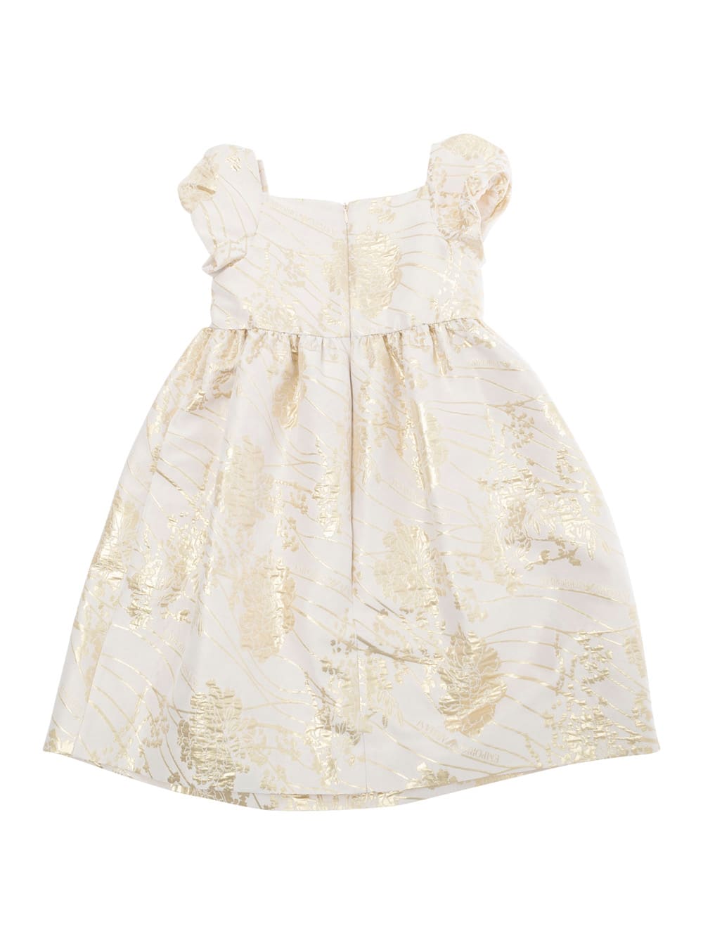 Shop Emporio Armani Multicolor Dress With Short Puffed Sleeves And All-over Floral Motif In Tech Fabric Girl