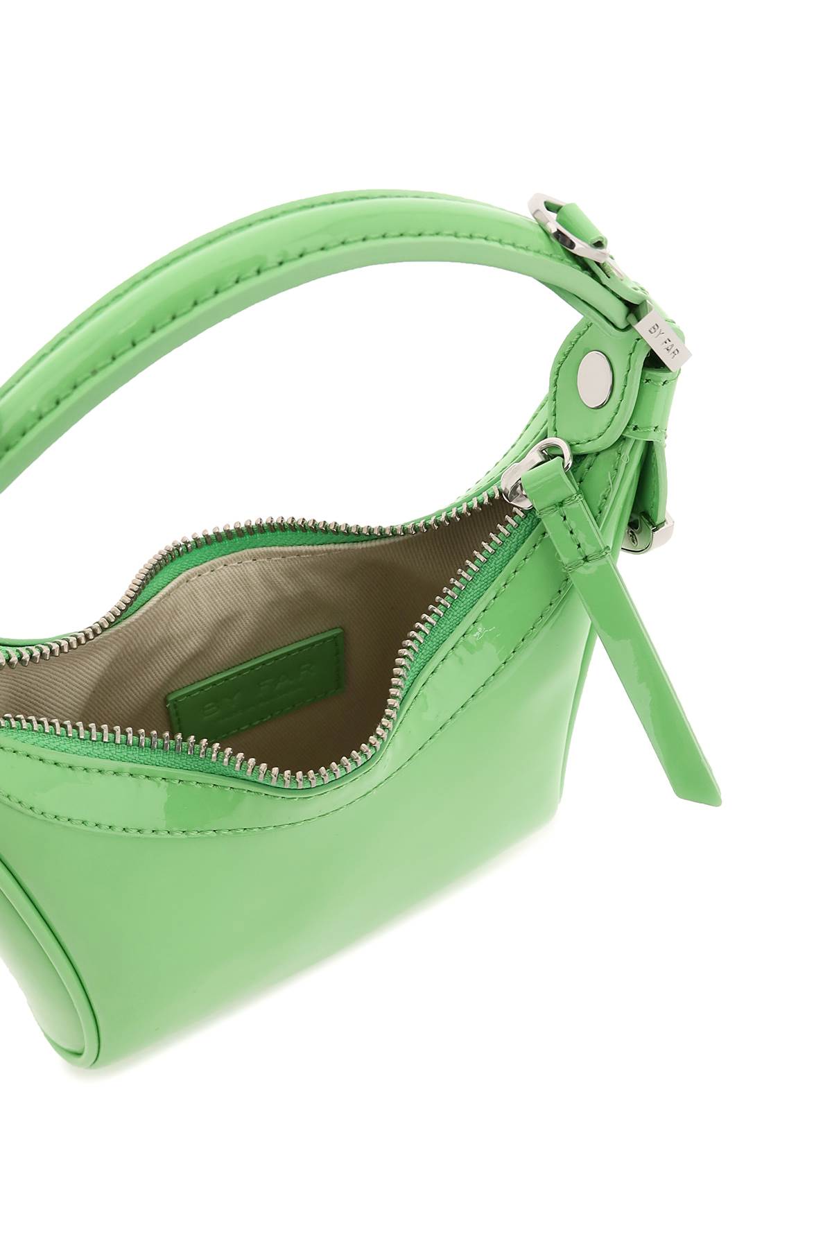 Shop By Far Patent Leather Cosmo Bag In Fresh Green (green)