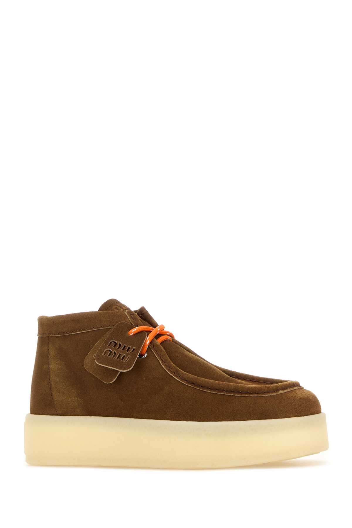Miu Miu Suede Platform Ankle Boots In Brown