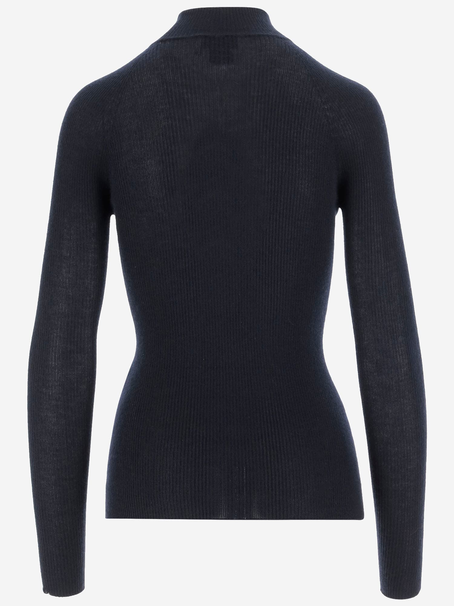 Sa Su Phi Cashmere And Silk Rib Knit Sweater In Black
