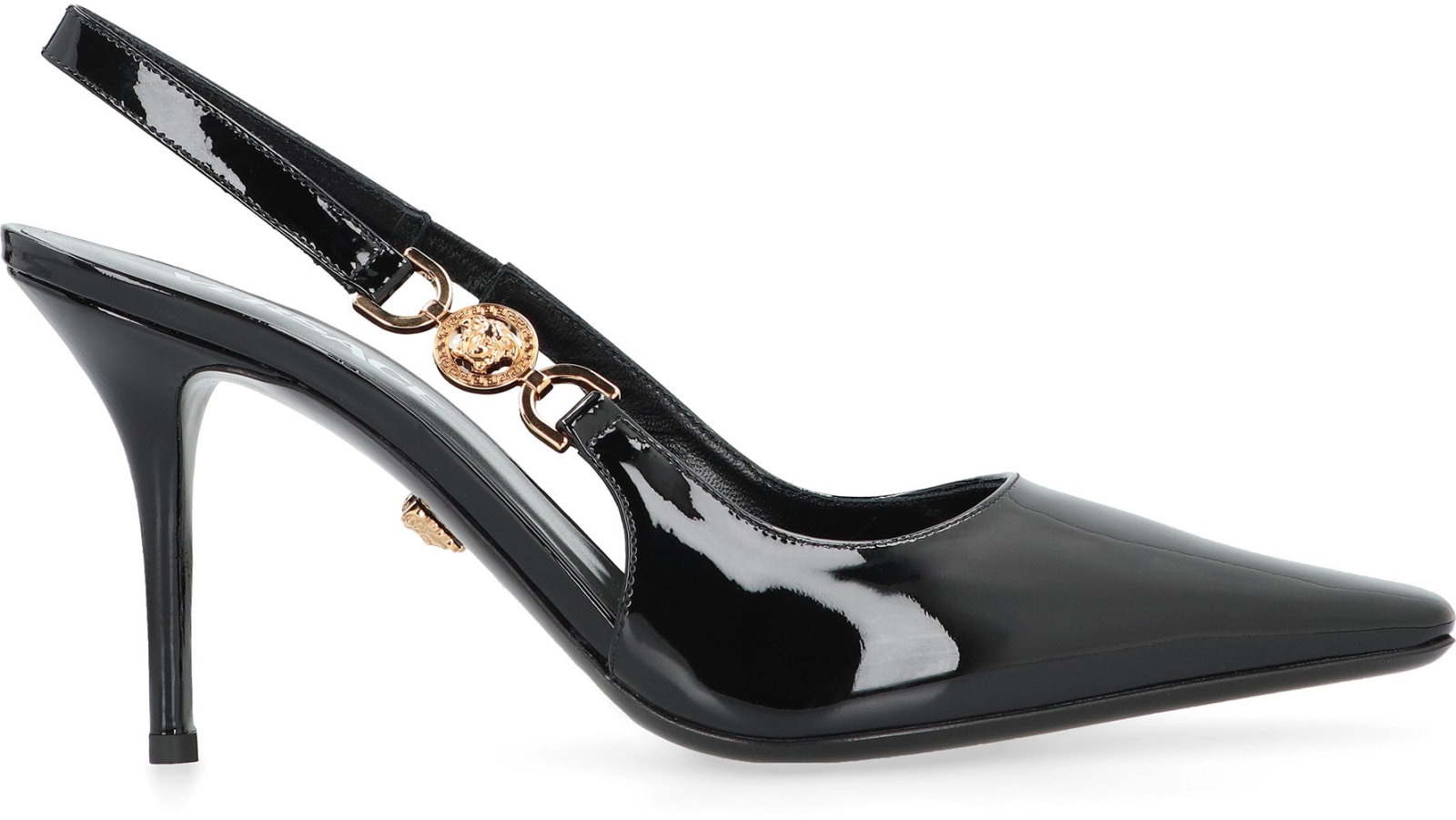 Shop Versace Patent Leather Slingback Pumps In Black