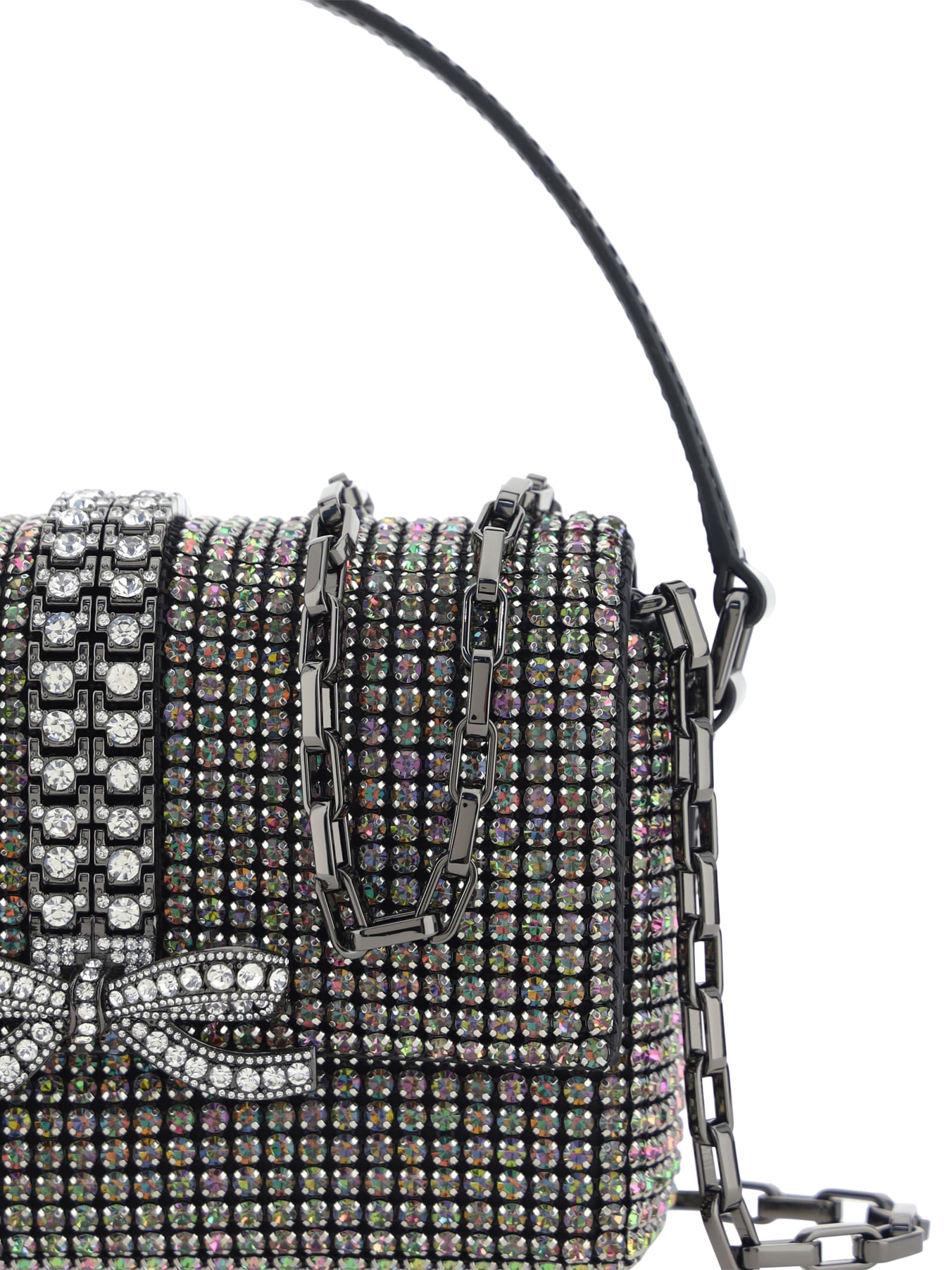 Shop Self-portrait Strass Baguette Handbag In Multi