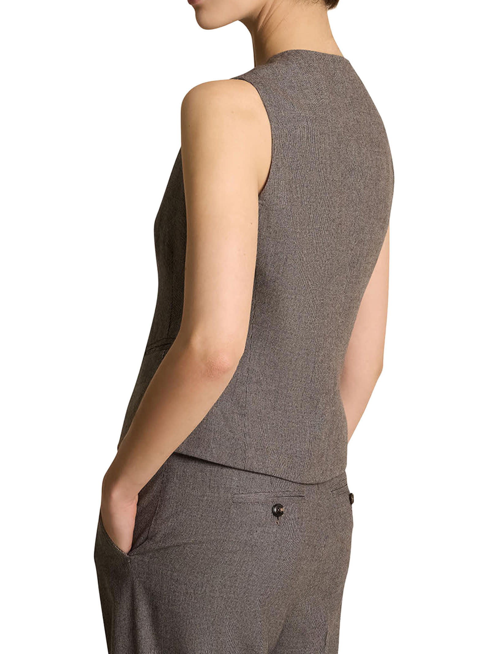 Shop Kiton Vest Virgin Wool In Beige