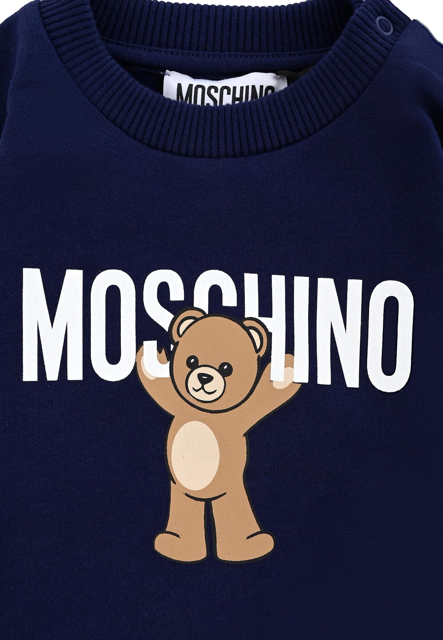 Moschino Blue Sweatshirt For Babykids With Teddy Bear In Blue