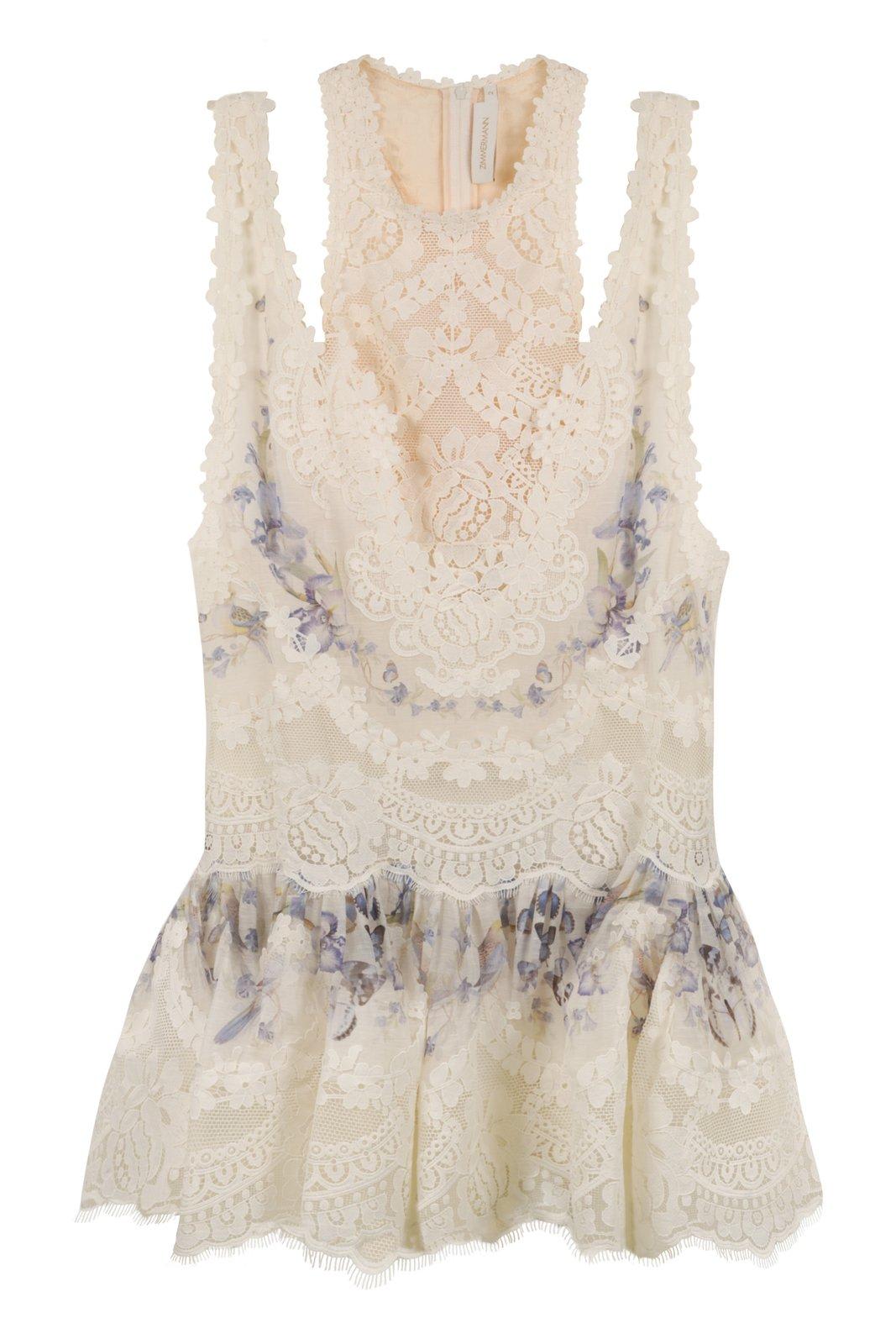 Shop Zimmermann Natura Lace Detailed Mini Dress In White