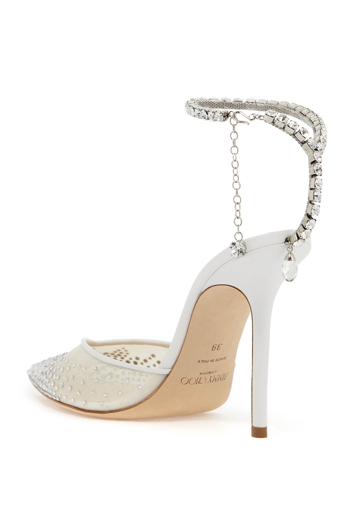 Shop Jimmy Choo Saeda 100 Pumps With Crystals In White Crystal (white)