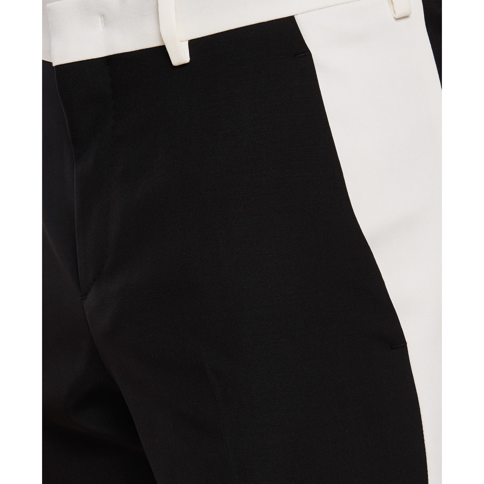 Shop Valentino Contrast Panel Trousers In Black