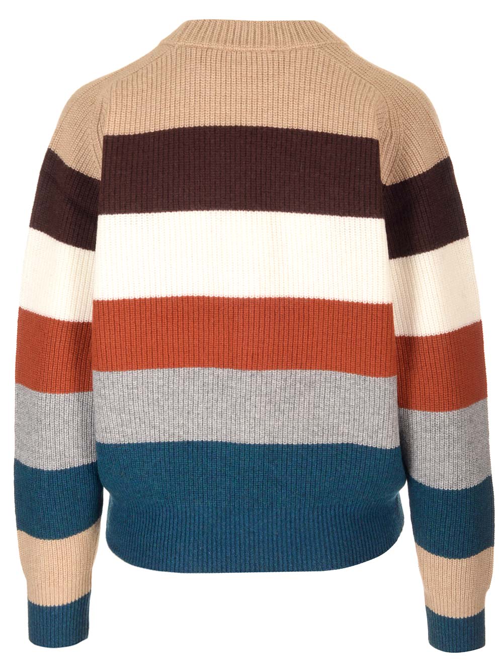 Shop Maison Kitsuné Ribbed Wool Sweater In Multico Stripes