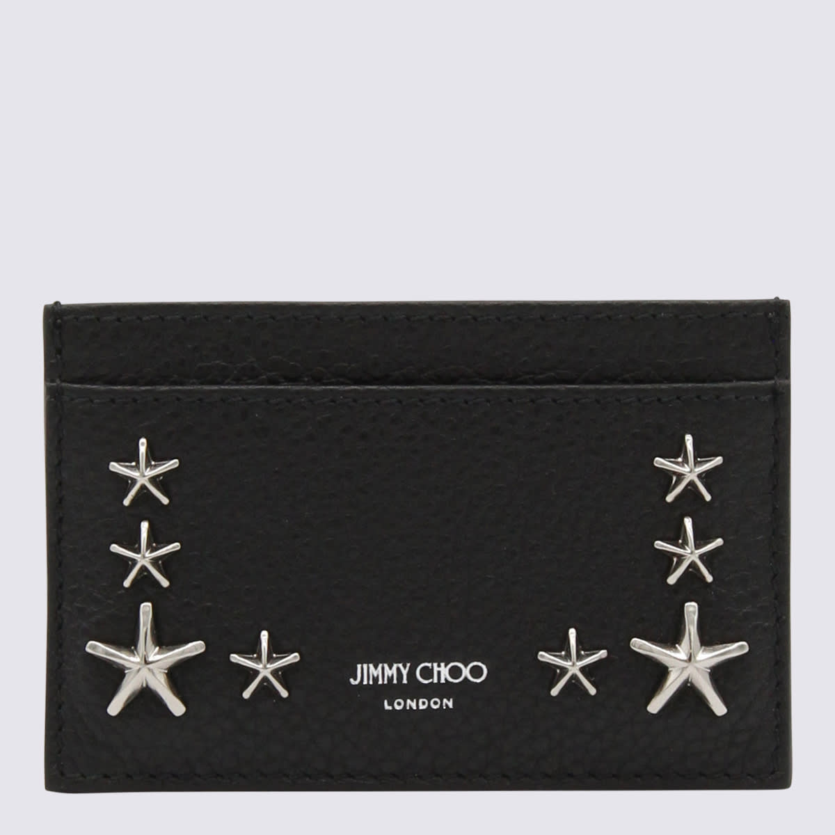 Shop Jimmy Choo Black And Silver Leather Wallet