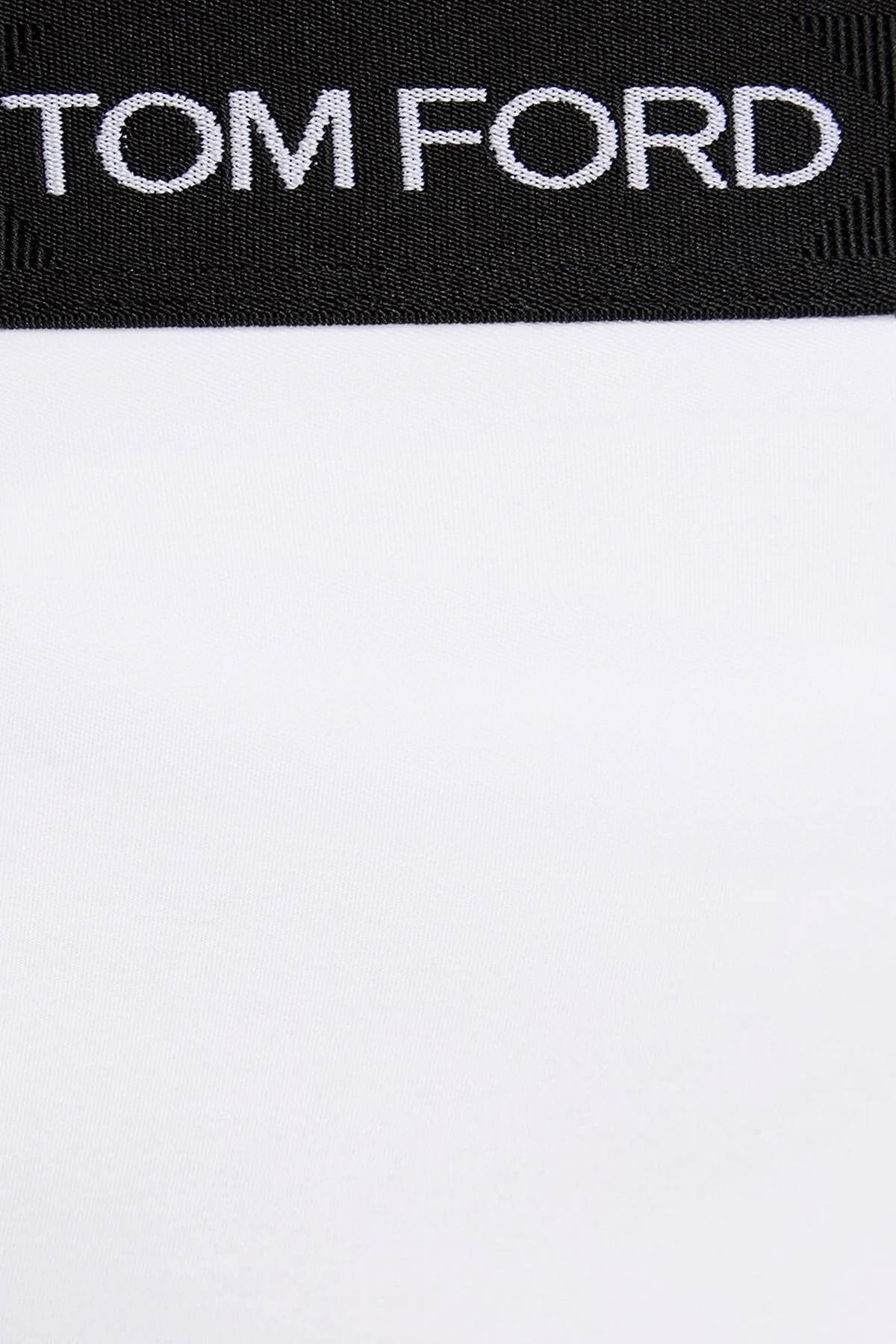 Tom Ford Logo Modal Jersey High Rise Briefs In White