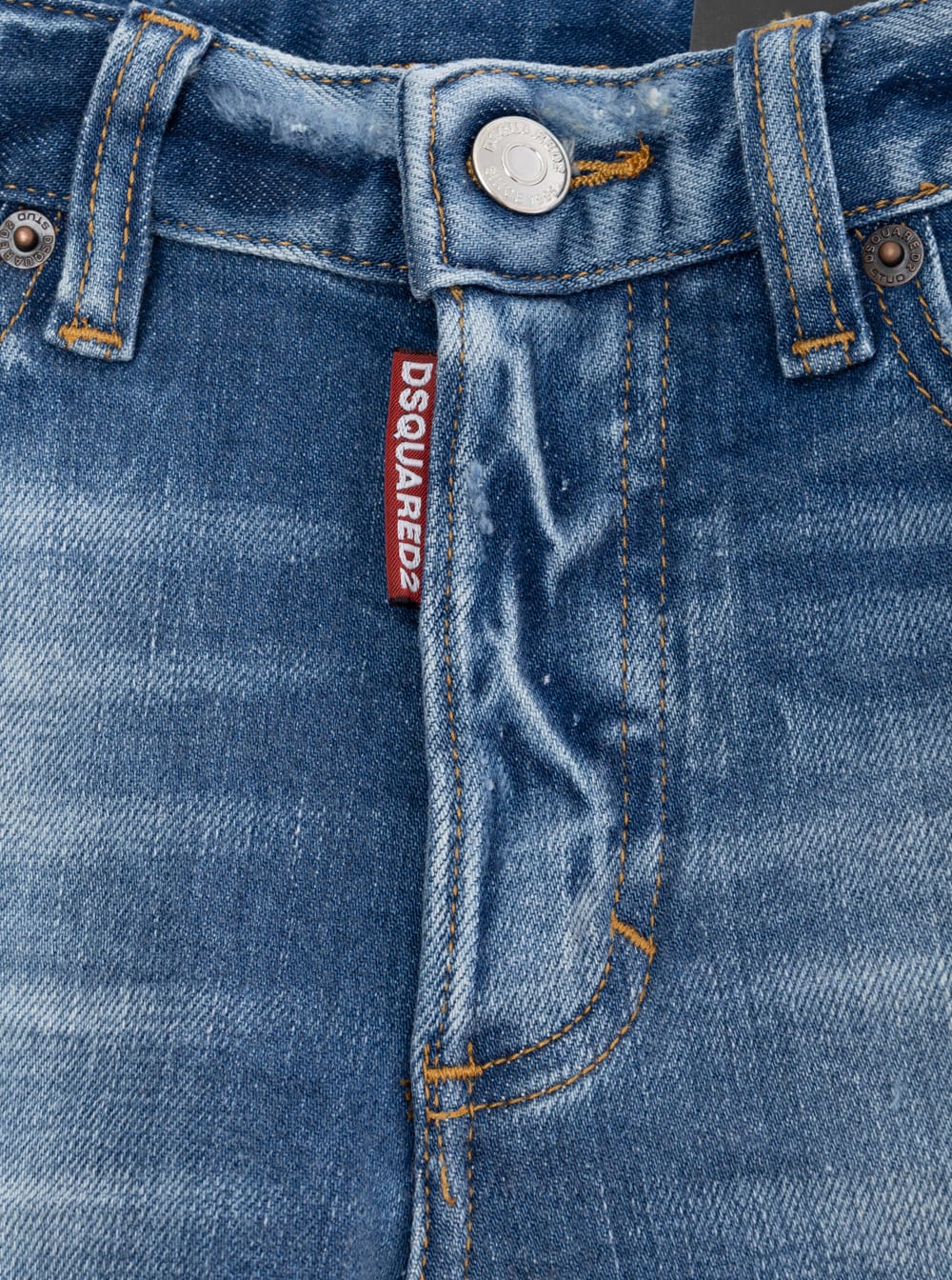 DSQUARED2 BOSS 10 BLUE JEANS WITH LOGO PATCH ON THE REAR AND RIPPED DETAILS IN DENIM BOY 