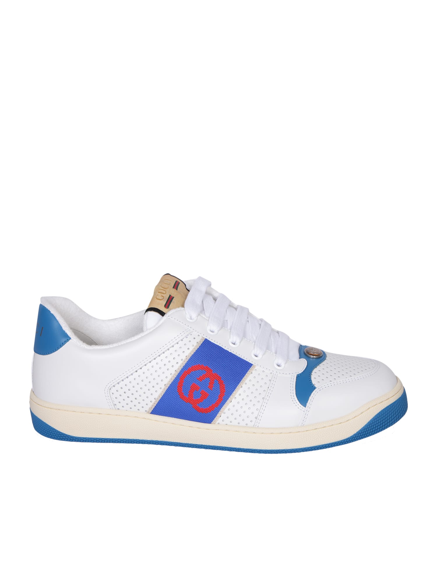 Gucci Screener Gg Blue/red Sneakers In White