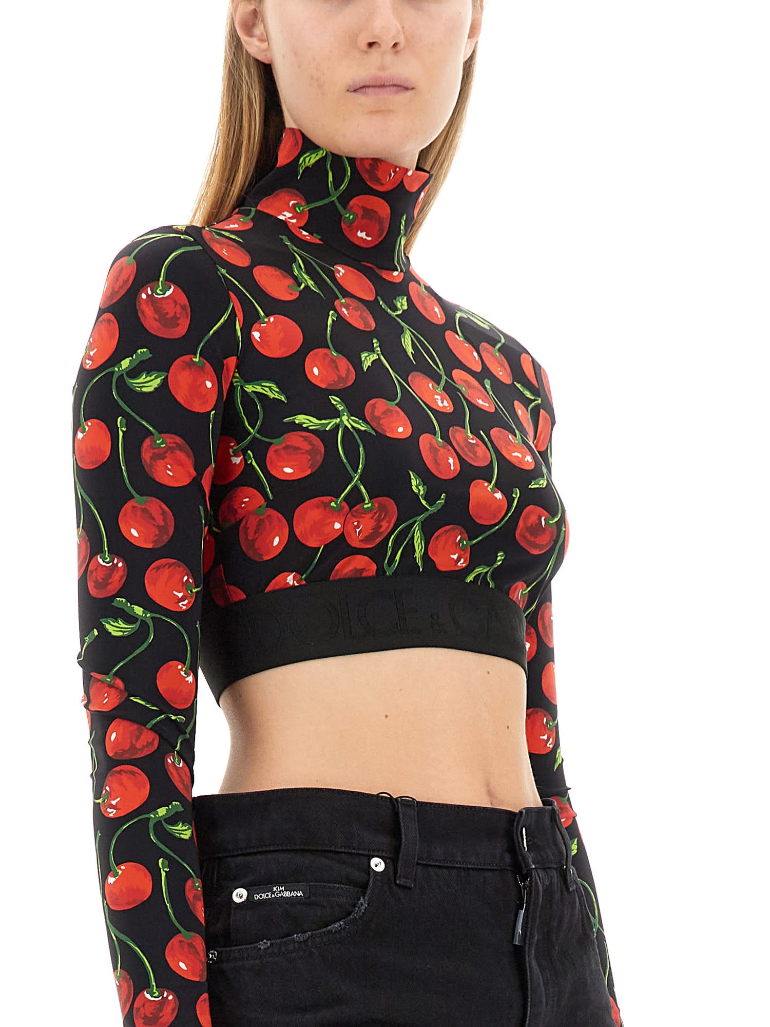 DOLCE & GABBANA CHERRY PRINT TOP