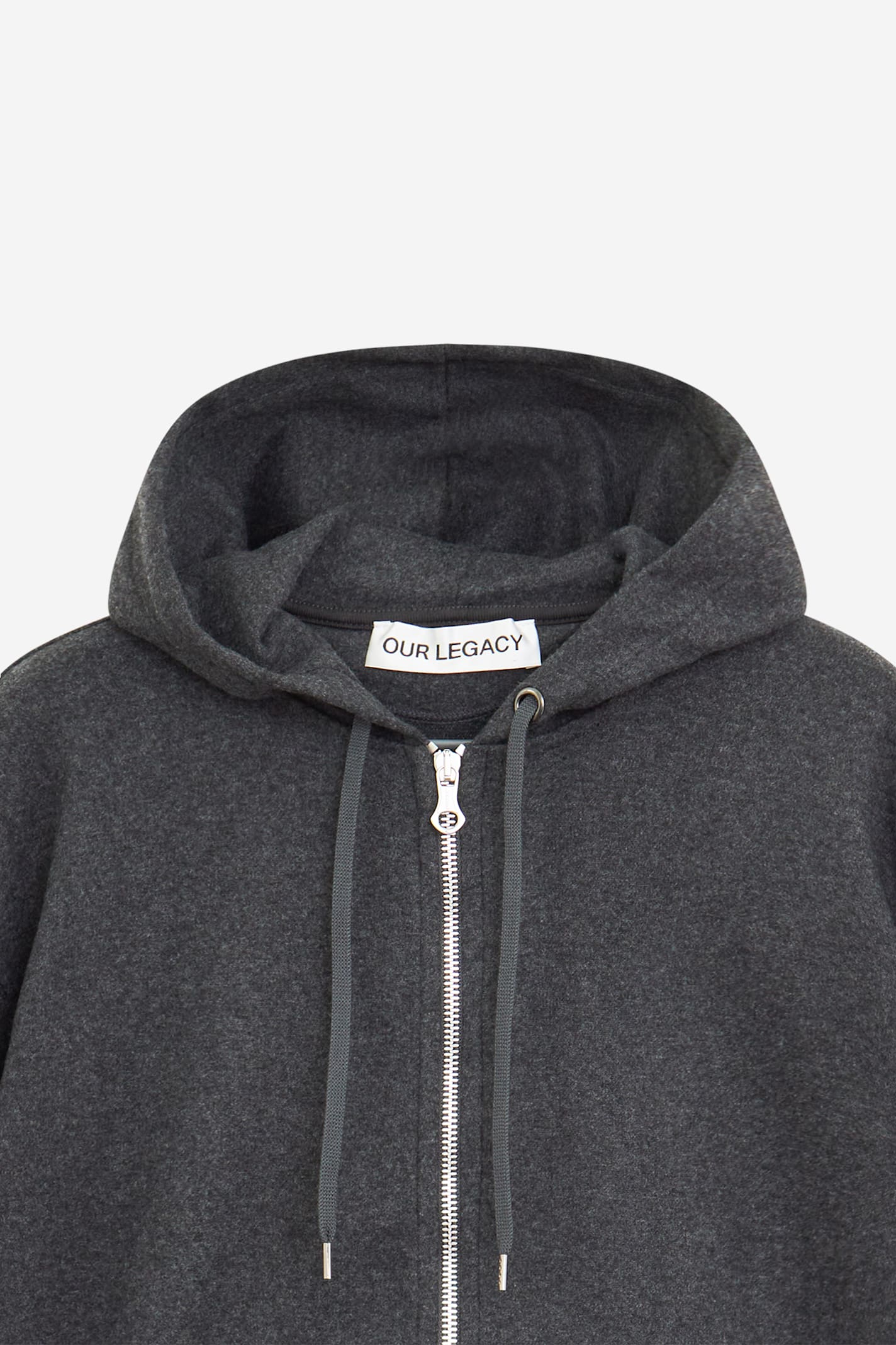 Our Legacy Relaxed Fit Front-zip Sweatshirt With Drawstring Hood In Gray