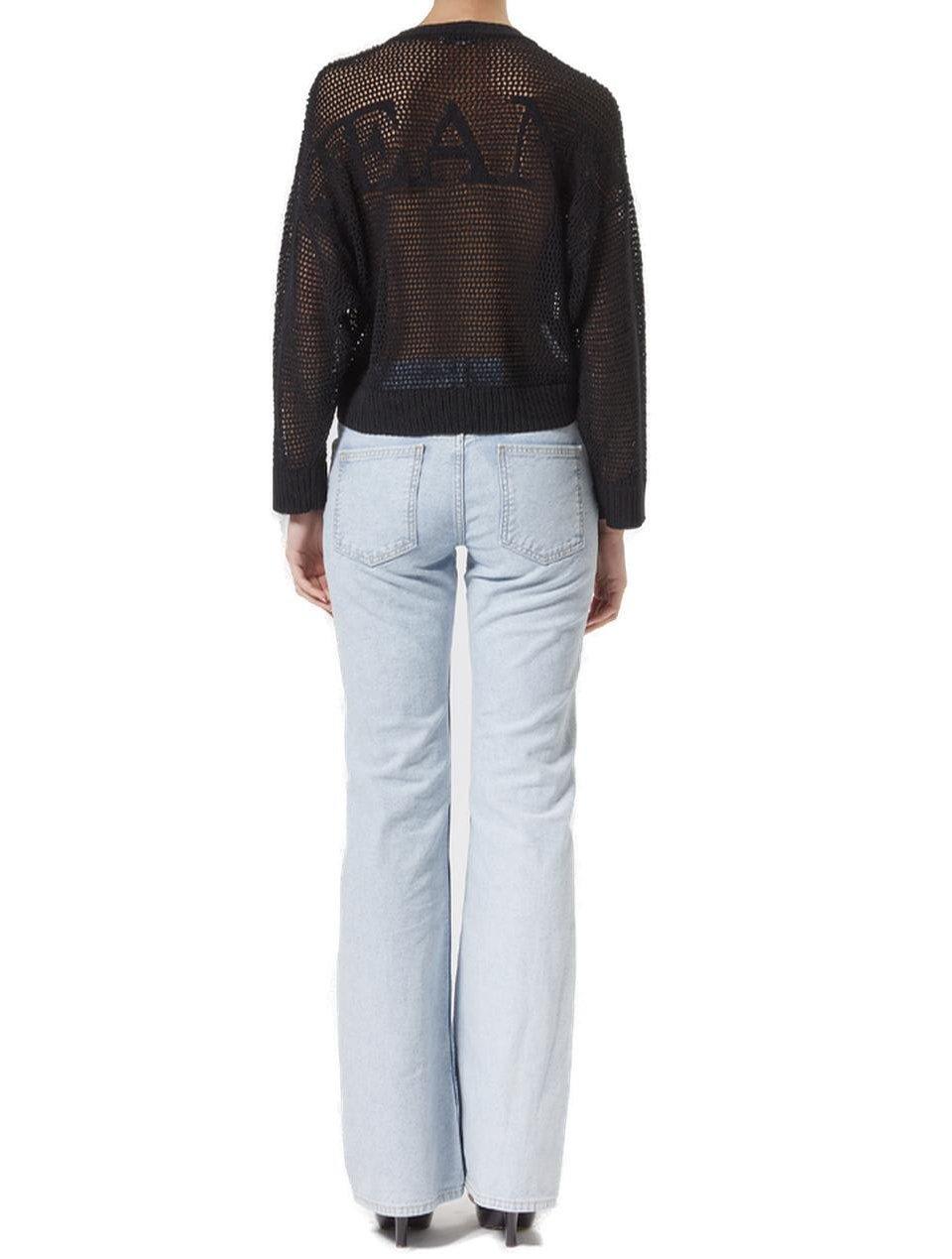 M05ch1n0 Jeans Open Knitted Crewneck Jumper In Black