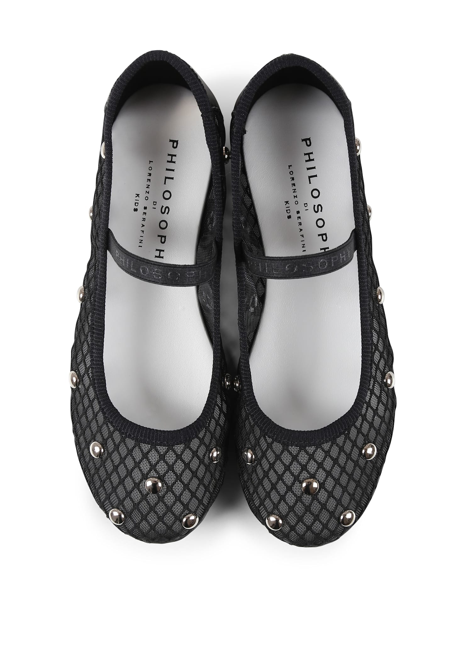 Shop Philosophy Di Lorenzo Serafini Black Ballet Flats For Girl With Studs