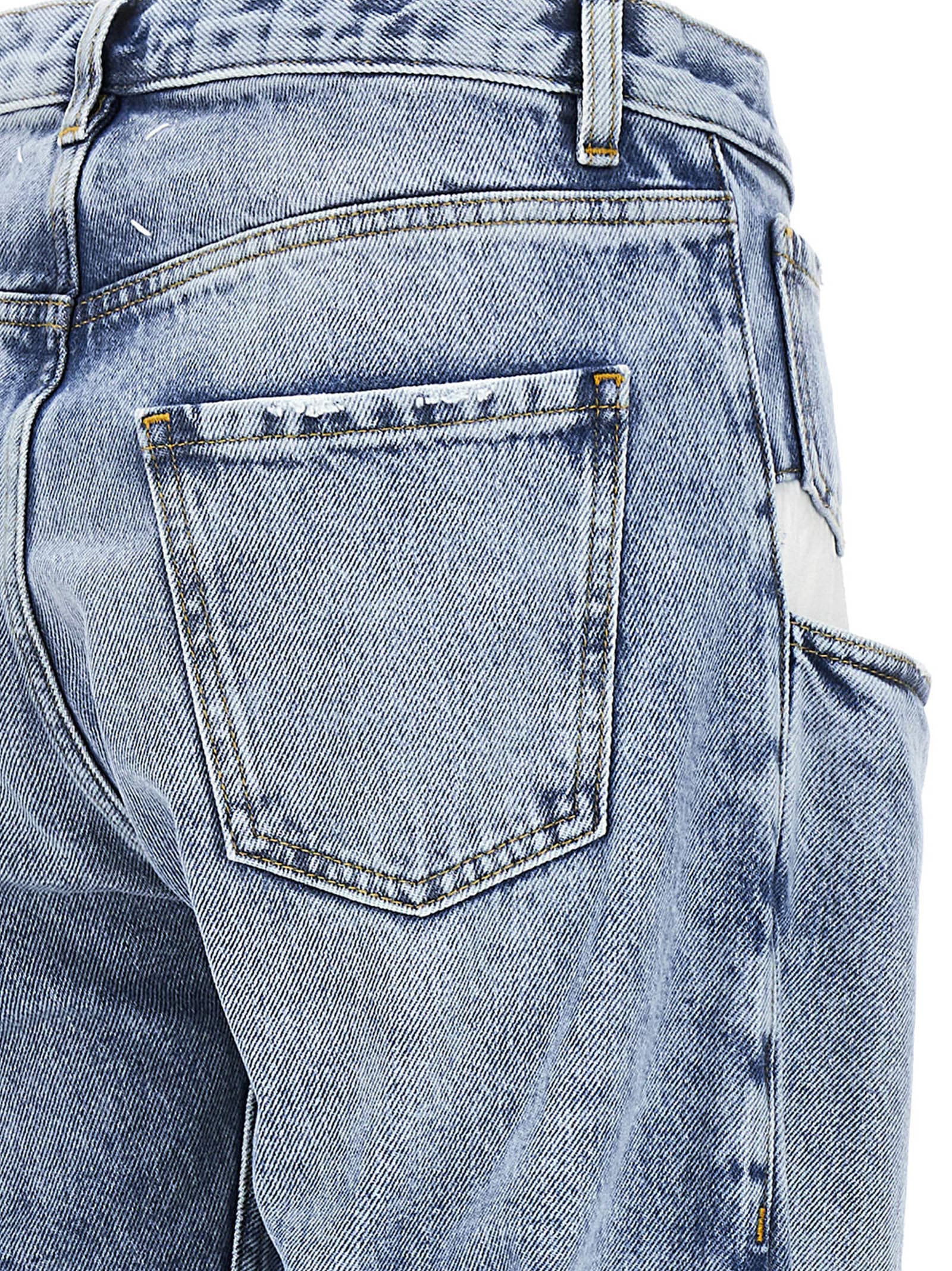 Shop Maison Margiela Jeans Tagli Laterali In Light Blue