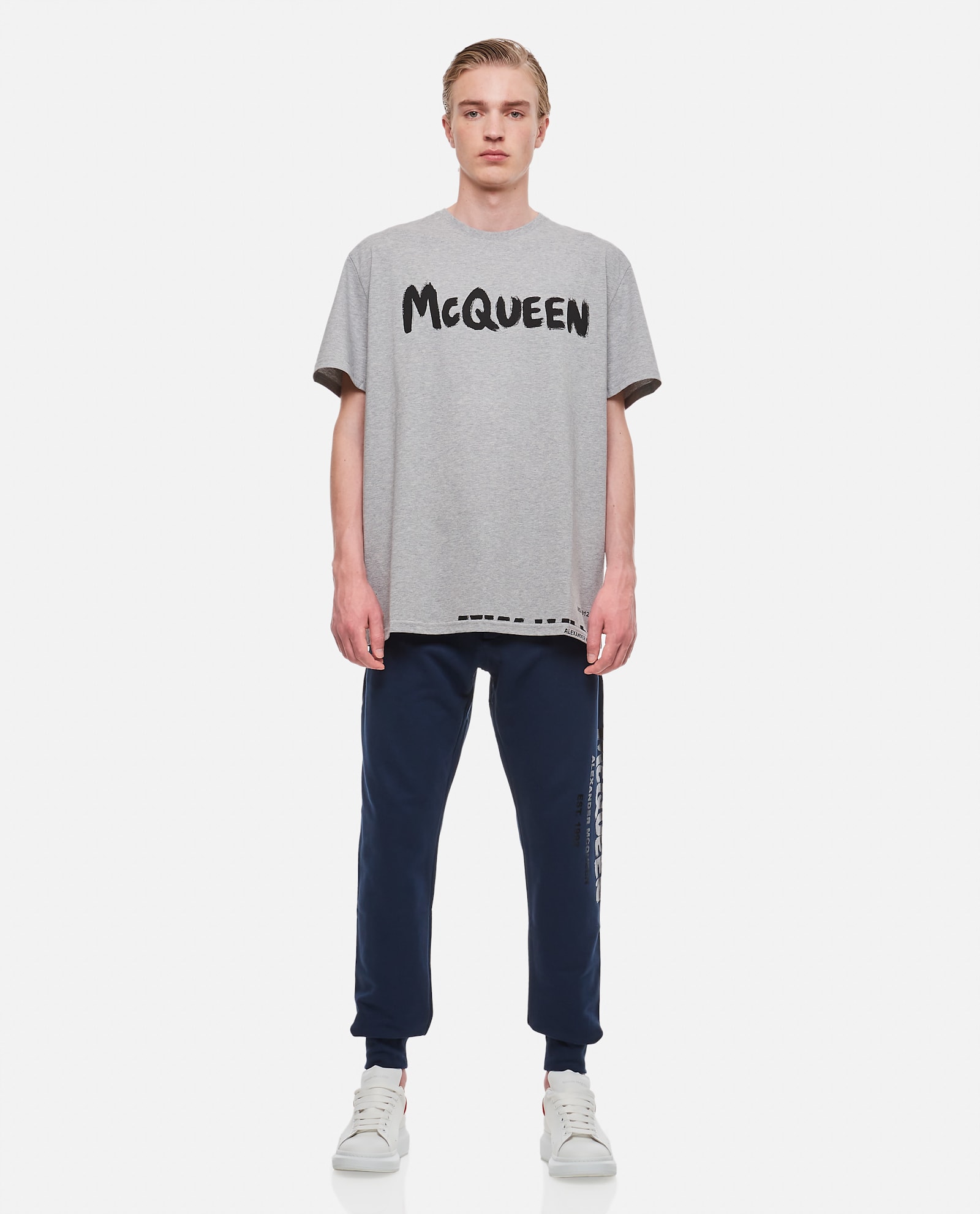 Alexander Mcqueen Cotton Graffiti Jogging Pants In Blue