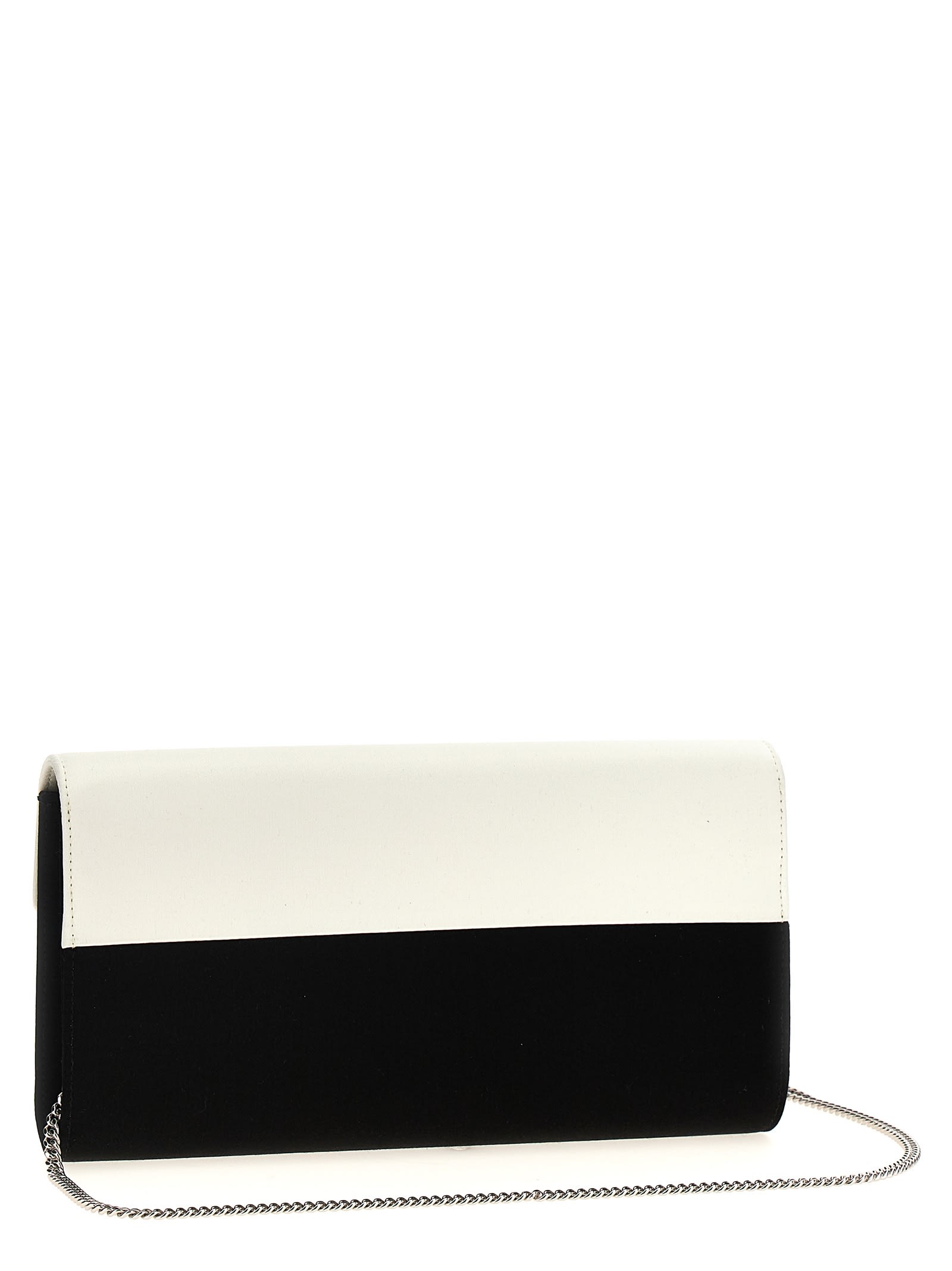 Shop Roger Vivier Flower Strass Clutch In White/black