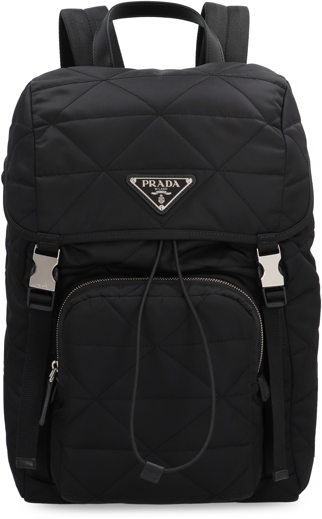 Shop Prada Logo Detail Re-nylon Backpack In Black