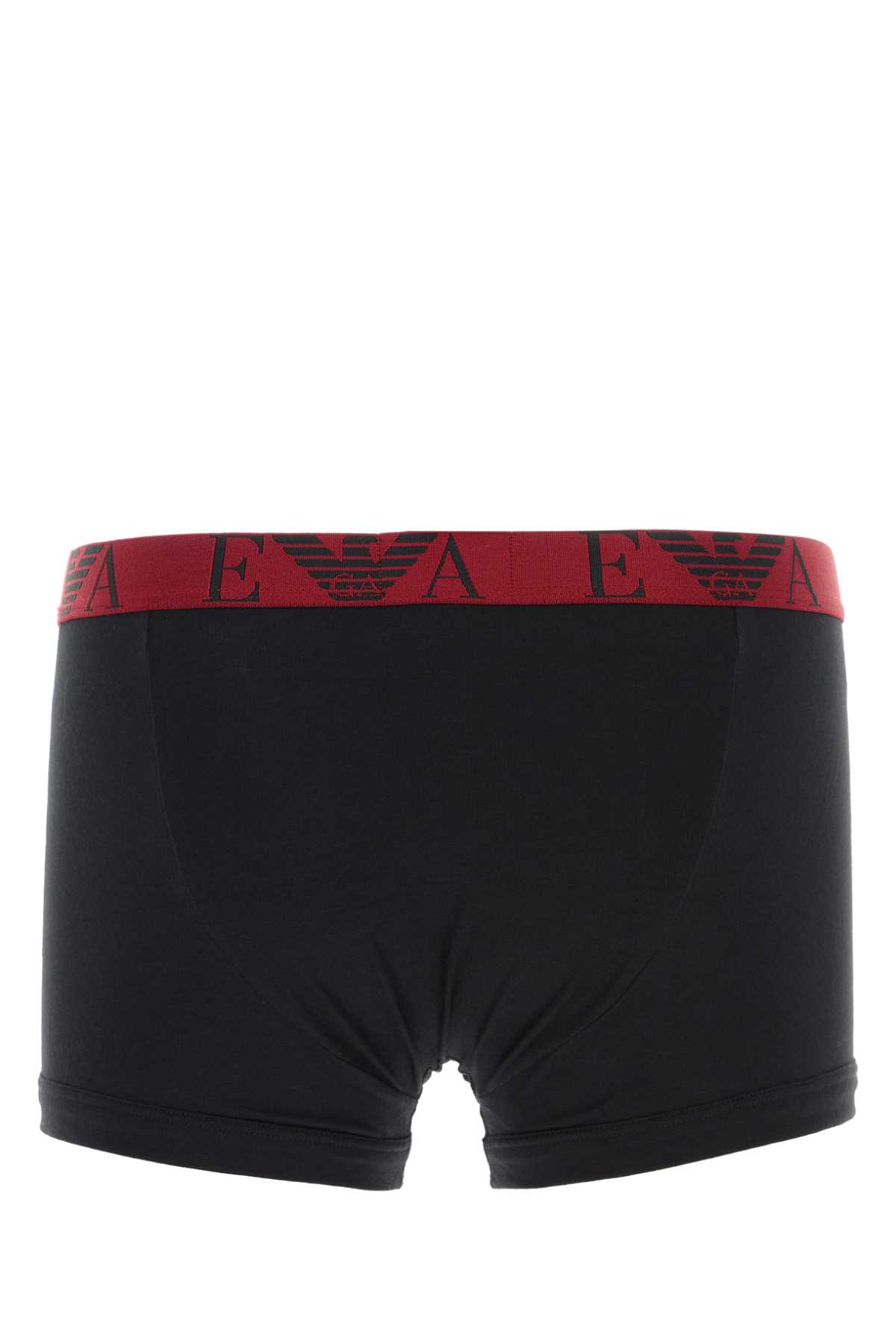 Emporio Armani Cotton Boxer Set Stretch Waistband Fit In Black