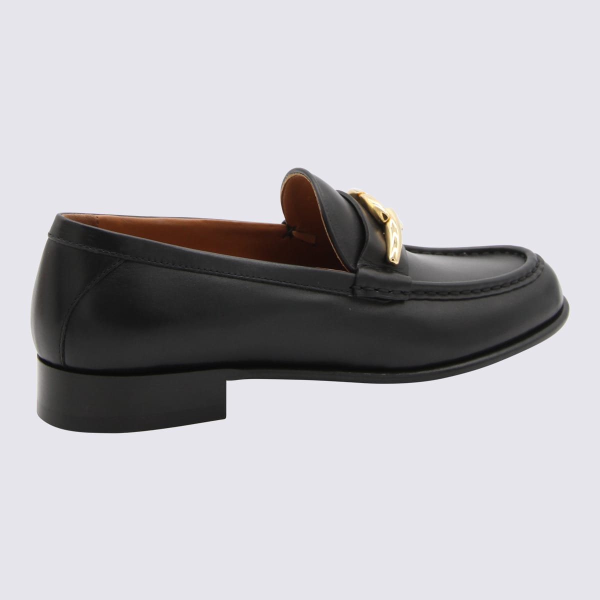 Shop Valentino Black Leather Loafers