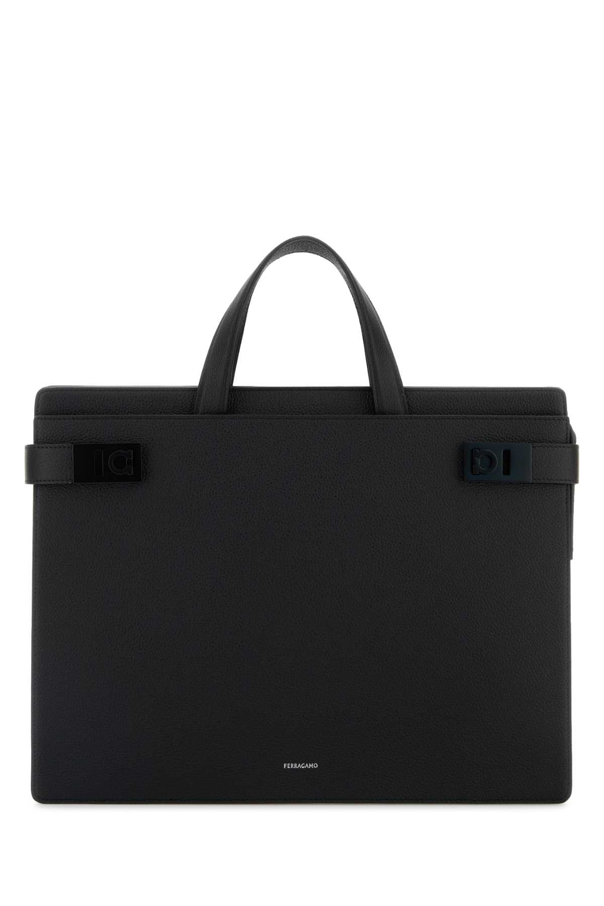 Black Leather Twins Briefcase