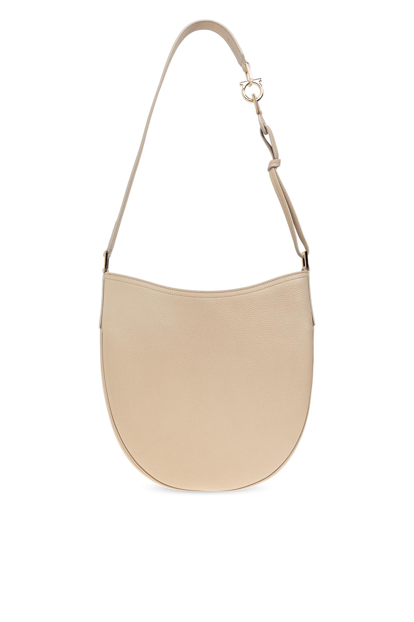 Ferragamo Medium Hobo North-south Leather Shoulder Bag In Neutral