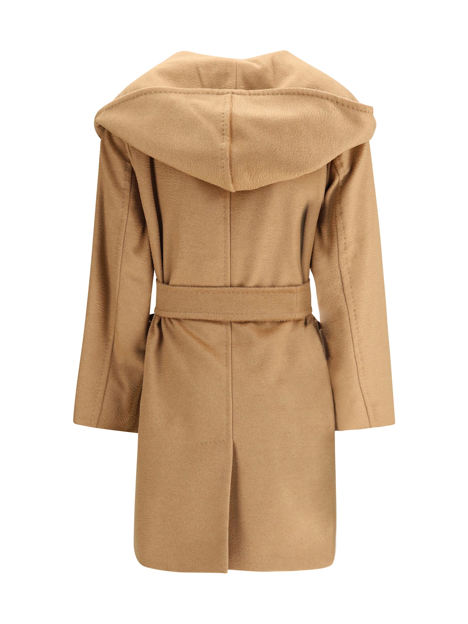 Max Mara Rialto Coat With Hood And Patch Pockets In Brown