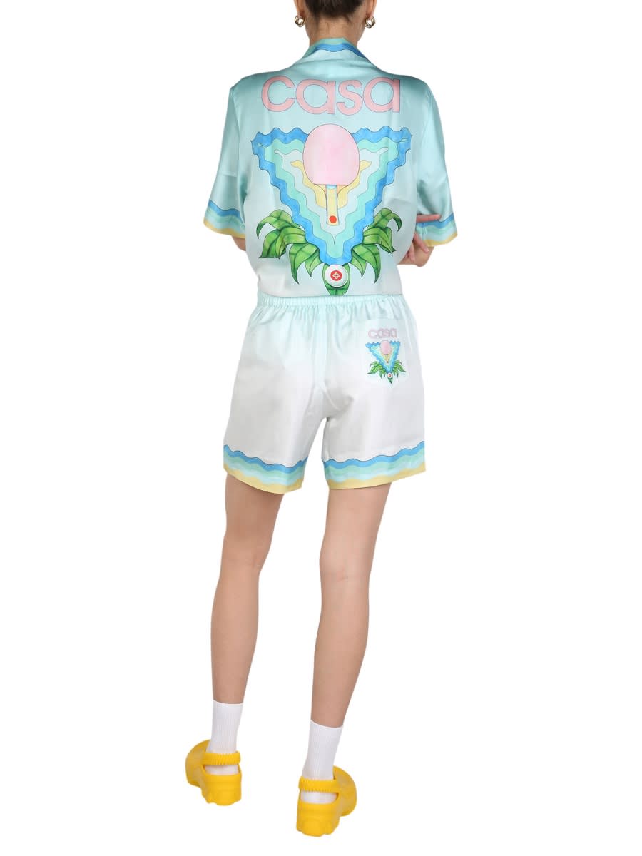 Shop Casablanca Silk Shorts In Multicolour