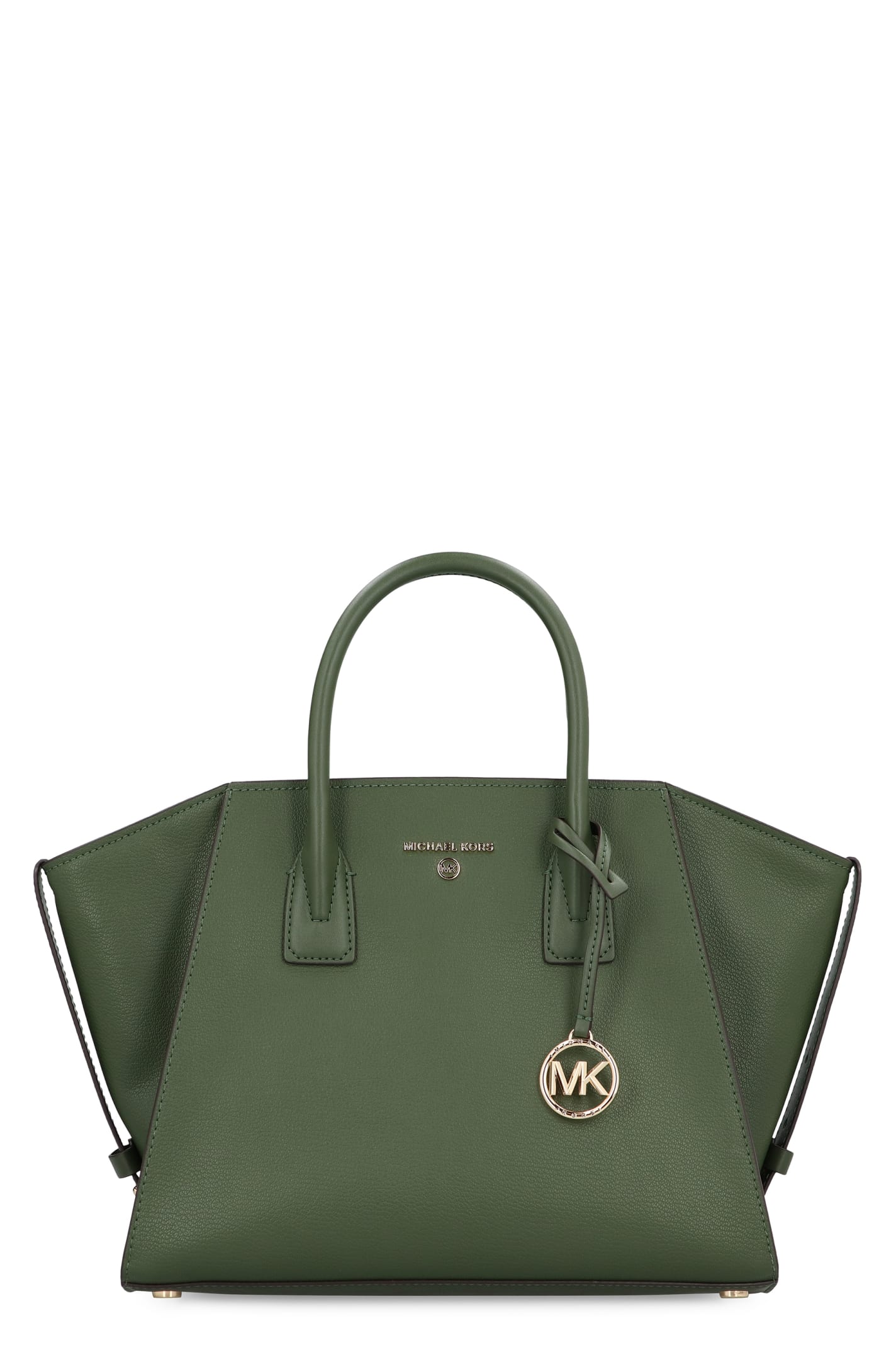 Shop Michael Michael Kors Avril Leather Handbag In Green