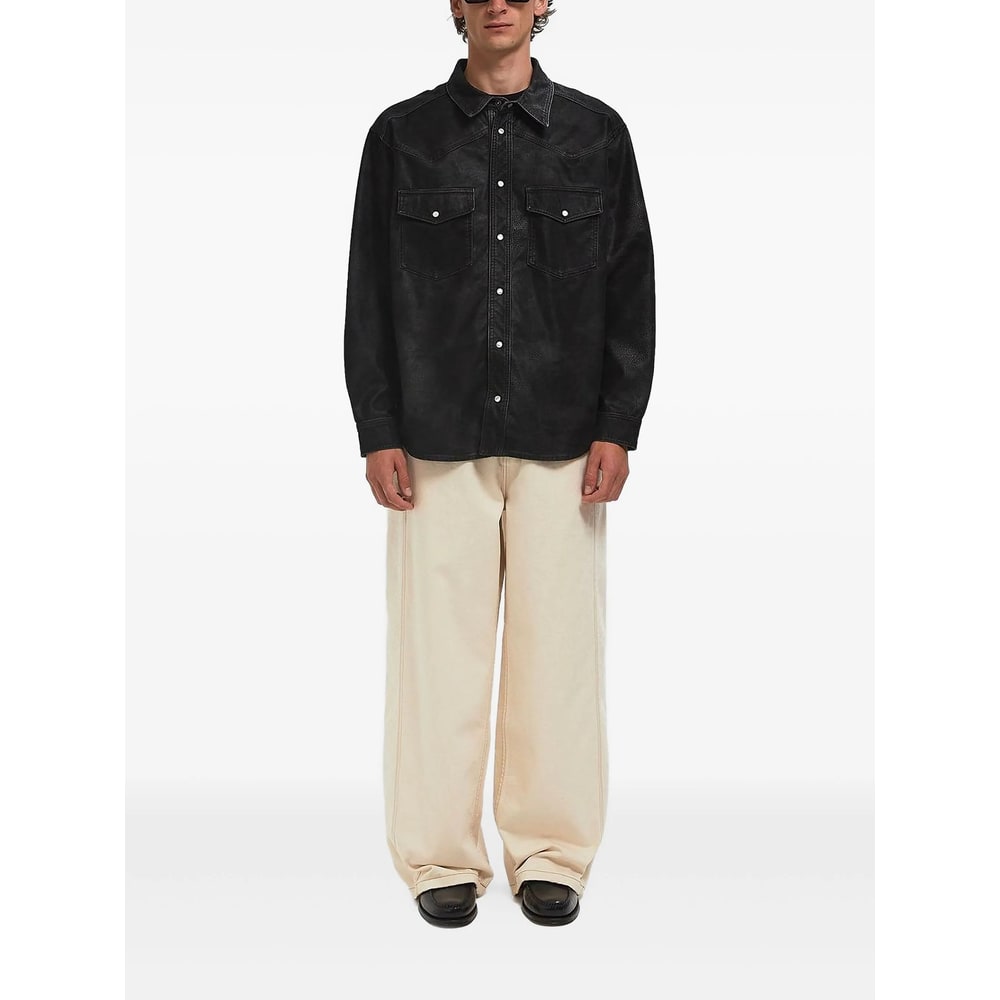 Isabel Marant Vintage Eco Leather Long Sleeve Shirt In Black