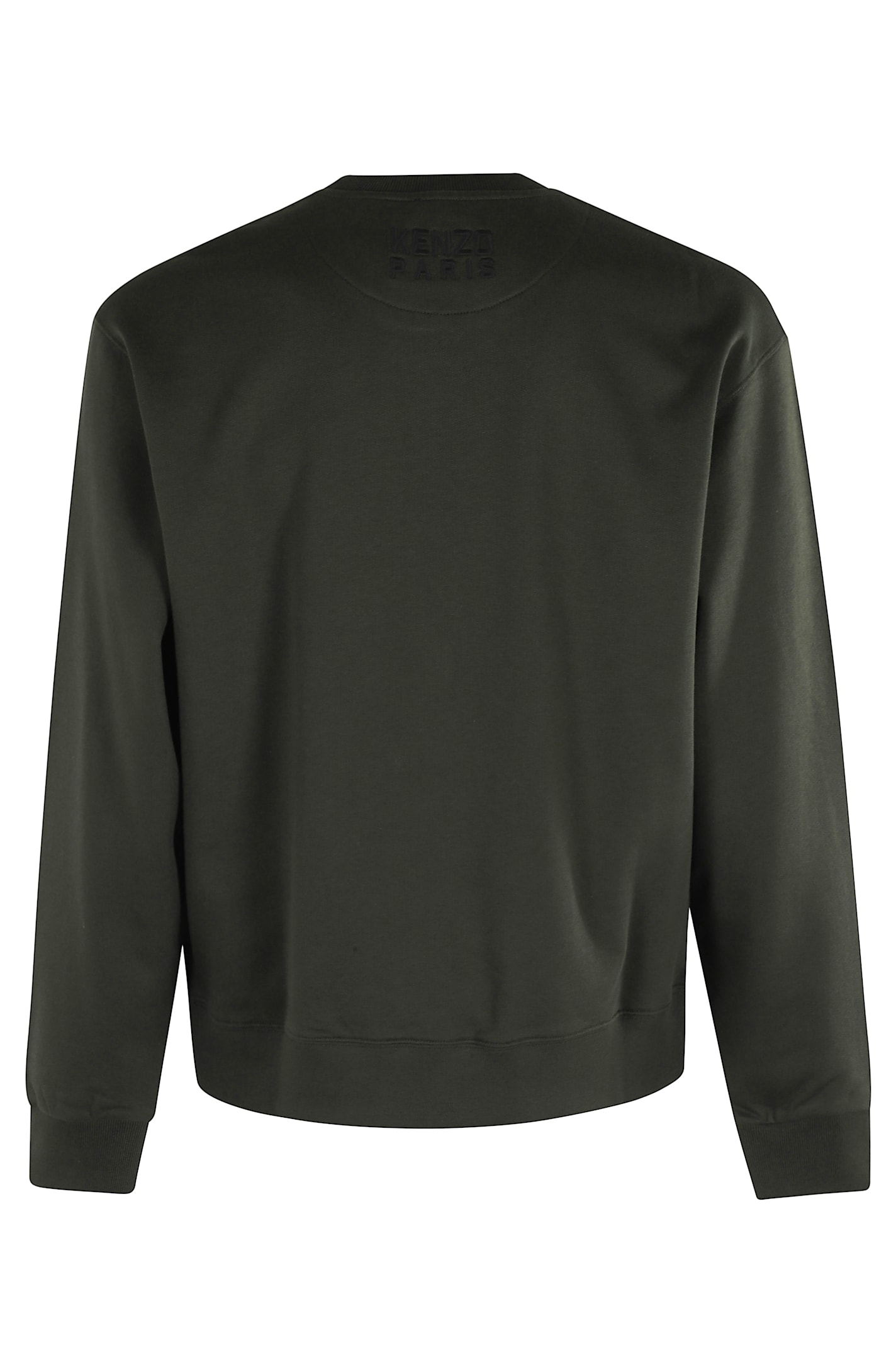 Kenzo Crew Neck Cotton Sweatshirt With Ribbed Cuffs In Black