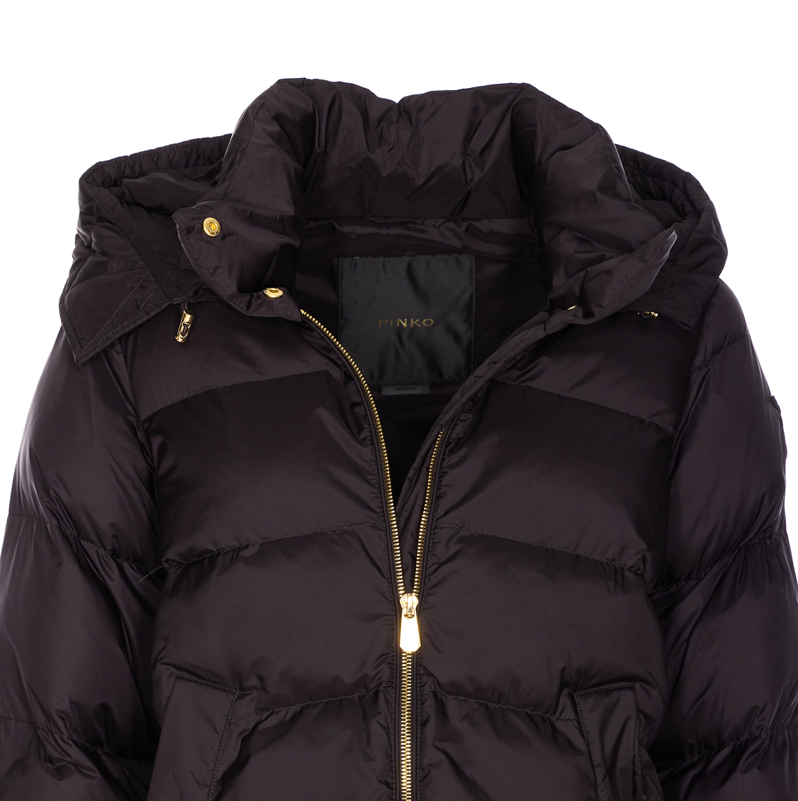 Pinko Padded Removable-hood Coat In Black