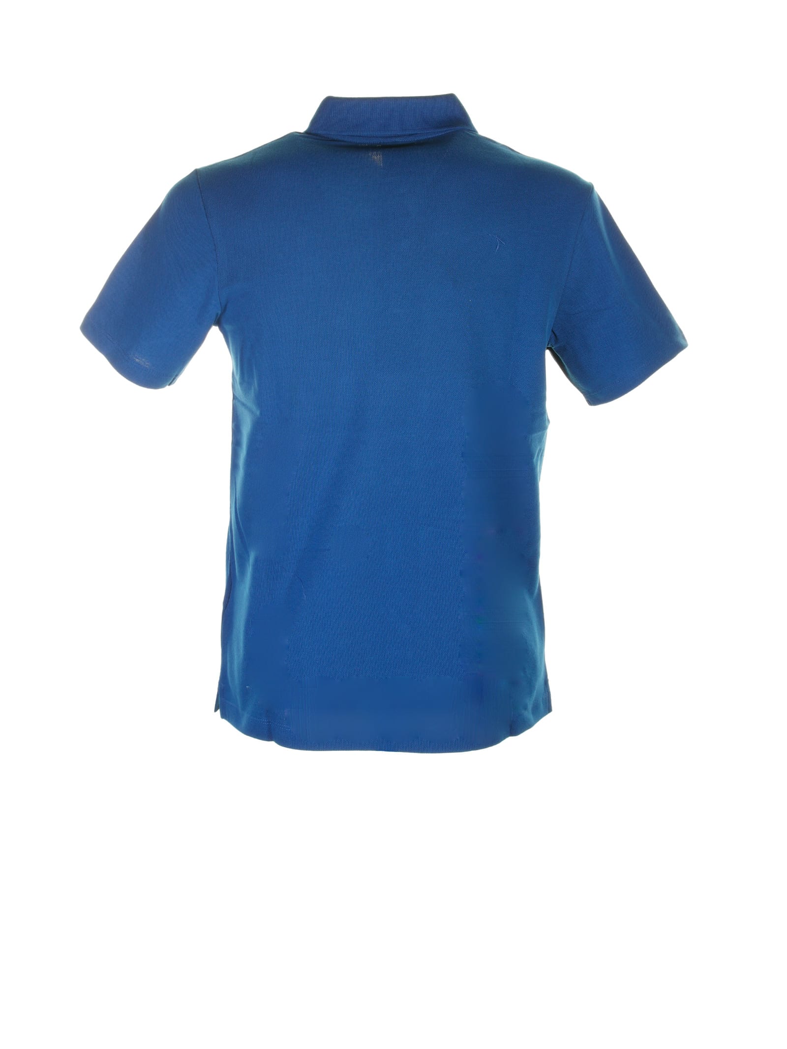 Shop Paul&amp;shark Blue Short-sleeved Polo Shirt With Logo