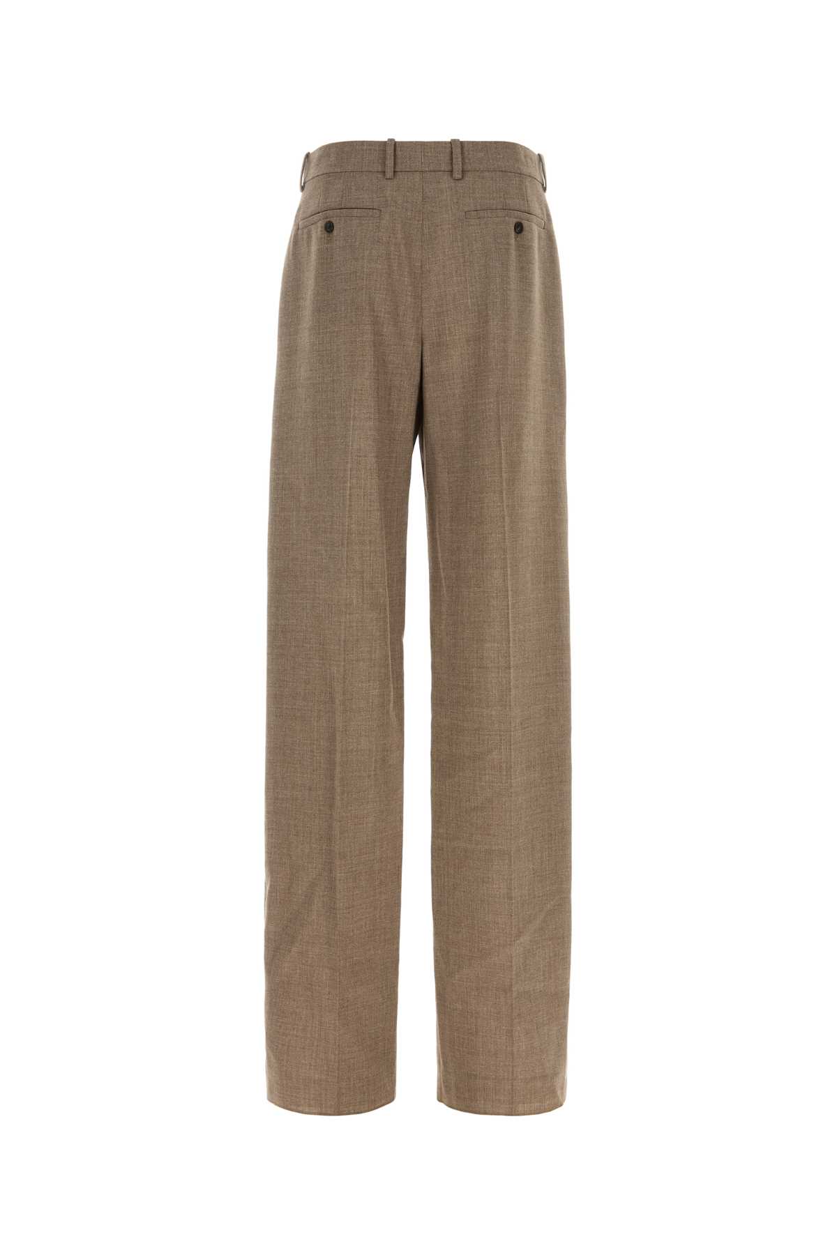 Saint Laurent Pleated Wool Trousers In Brown